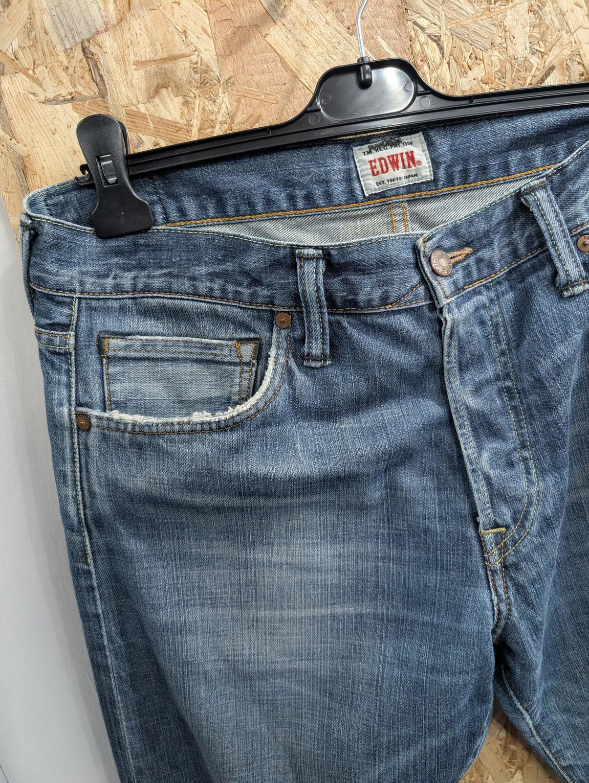 Edwin Jeans W34 L32 Men ED-67 Distressed Blue Denim Regular Fit Straight Leg