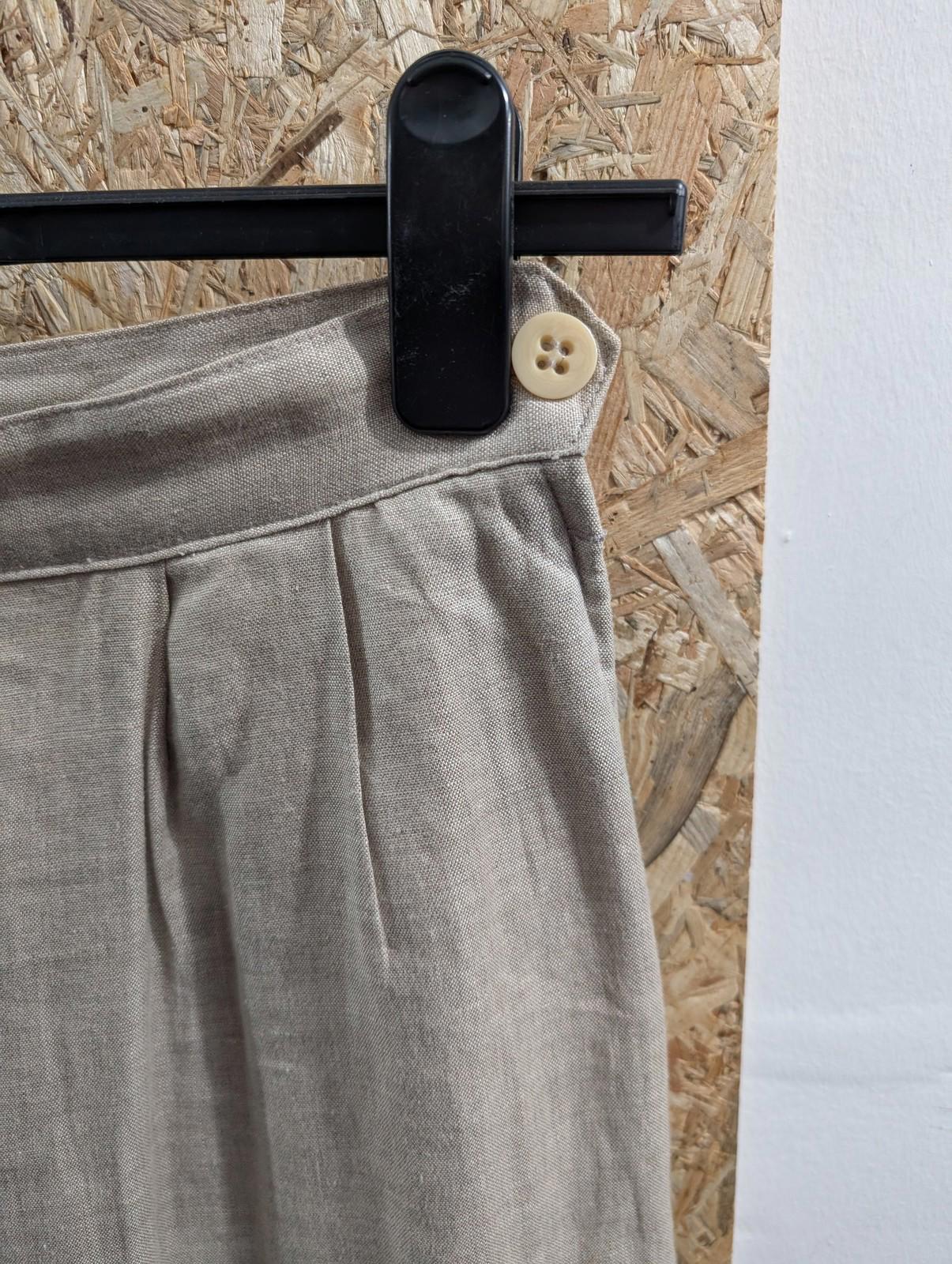 Armani Trousers Womens Size 8 W26 L31 Wide-Leg Baggy Beige Pleated Linen Oatmeal
