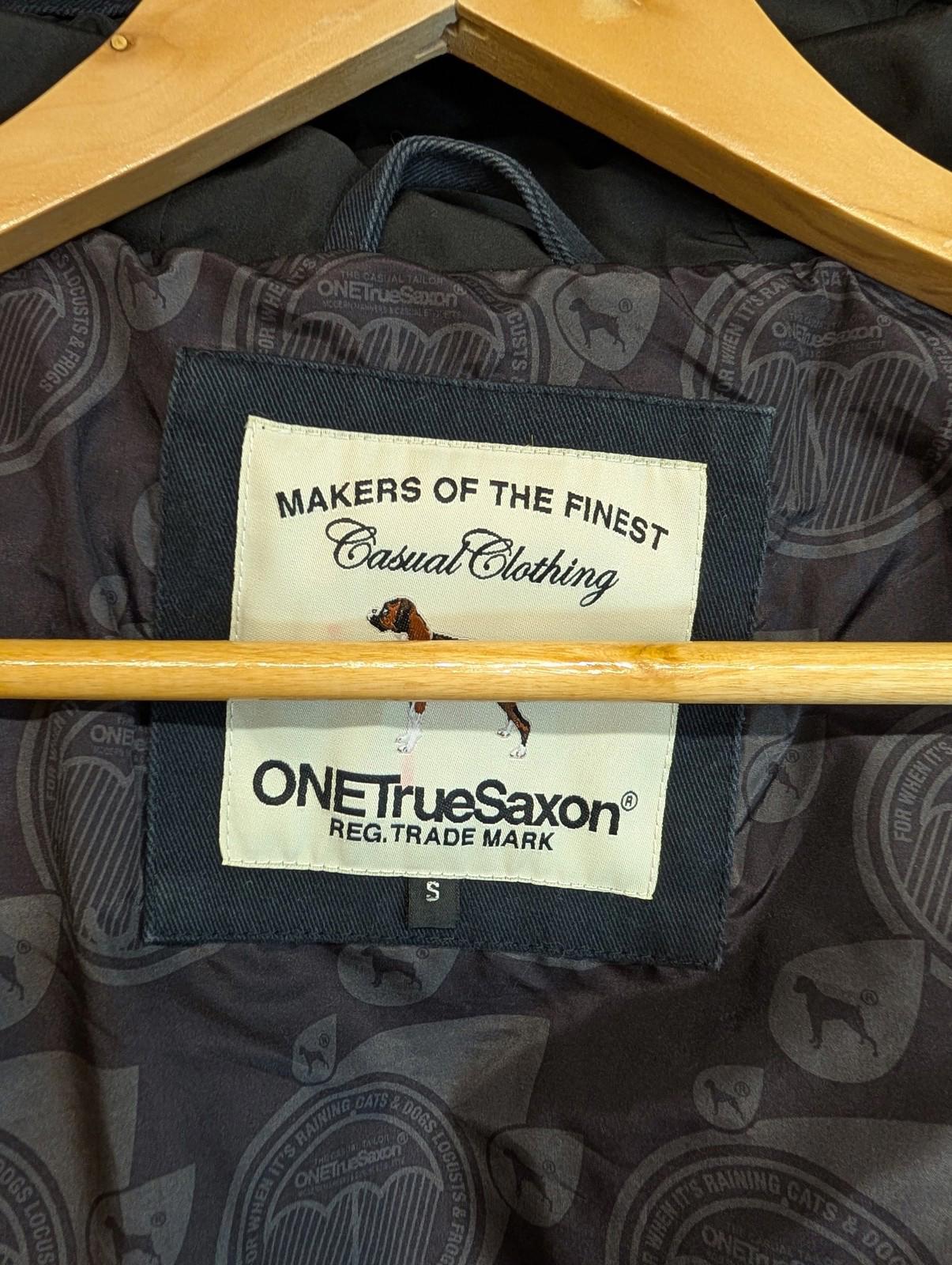 One True Saxon Jacket Mens Small Parka Casual Coat Navy Blue Hooded Cotton
