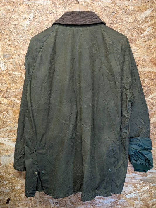 80s Barbour A100 Bedale Wax Jacket Men Large Green Cord Collar 1 Royal Warrant