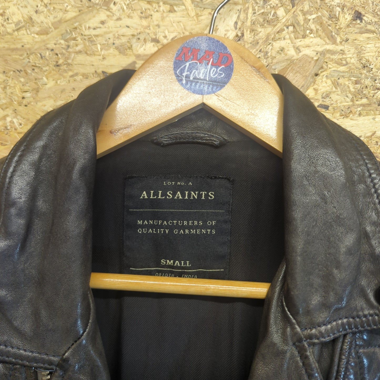 All Saints Conroy Genuine Black Leather Biker Jacket Motorbike Size Small