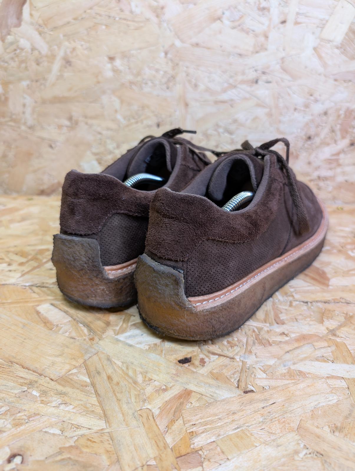 Clarks Originals UK 10 EU 44 Sandford Trainers Dark Brown Suede Lace Up Gum Sole