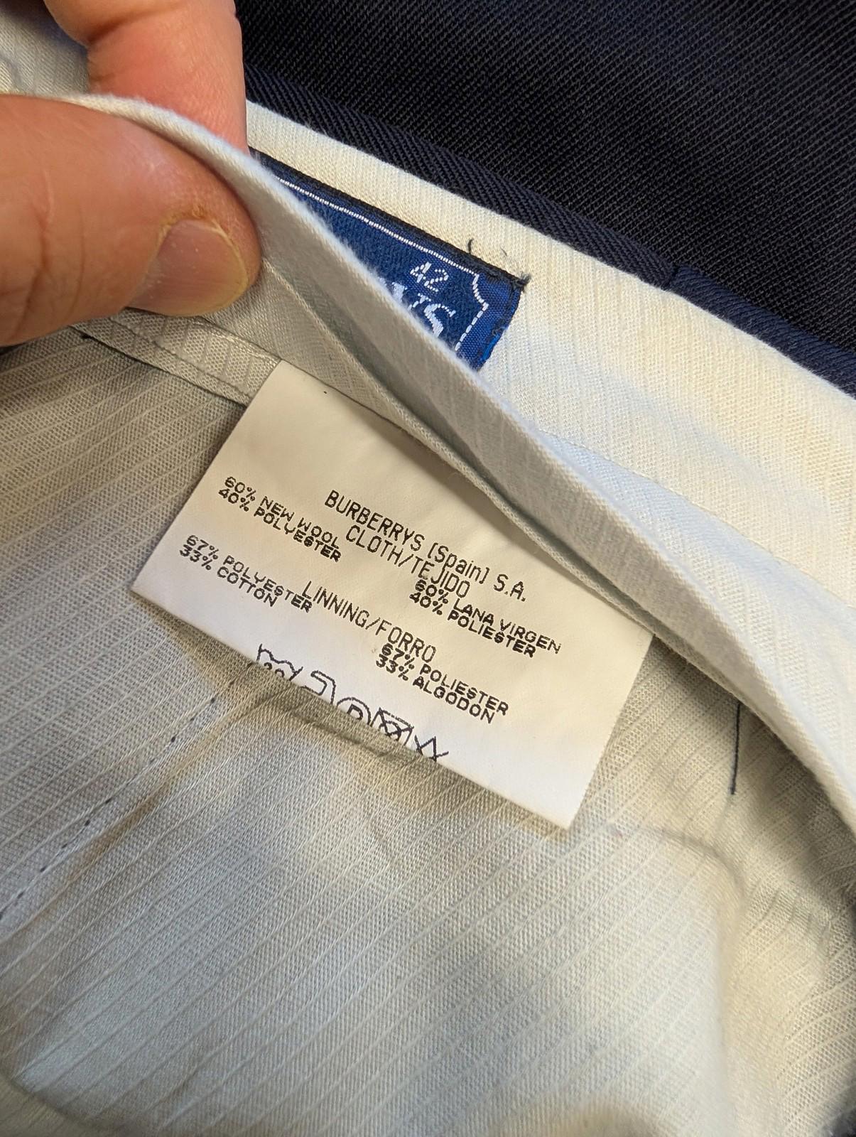 Burberrys Mens Trousers W30 Pleat Front Wool Blend Formal Navy Blue Vintage 90s