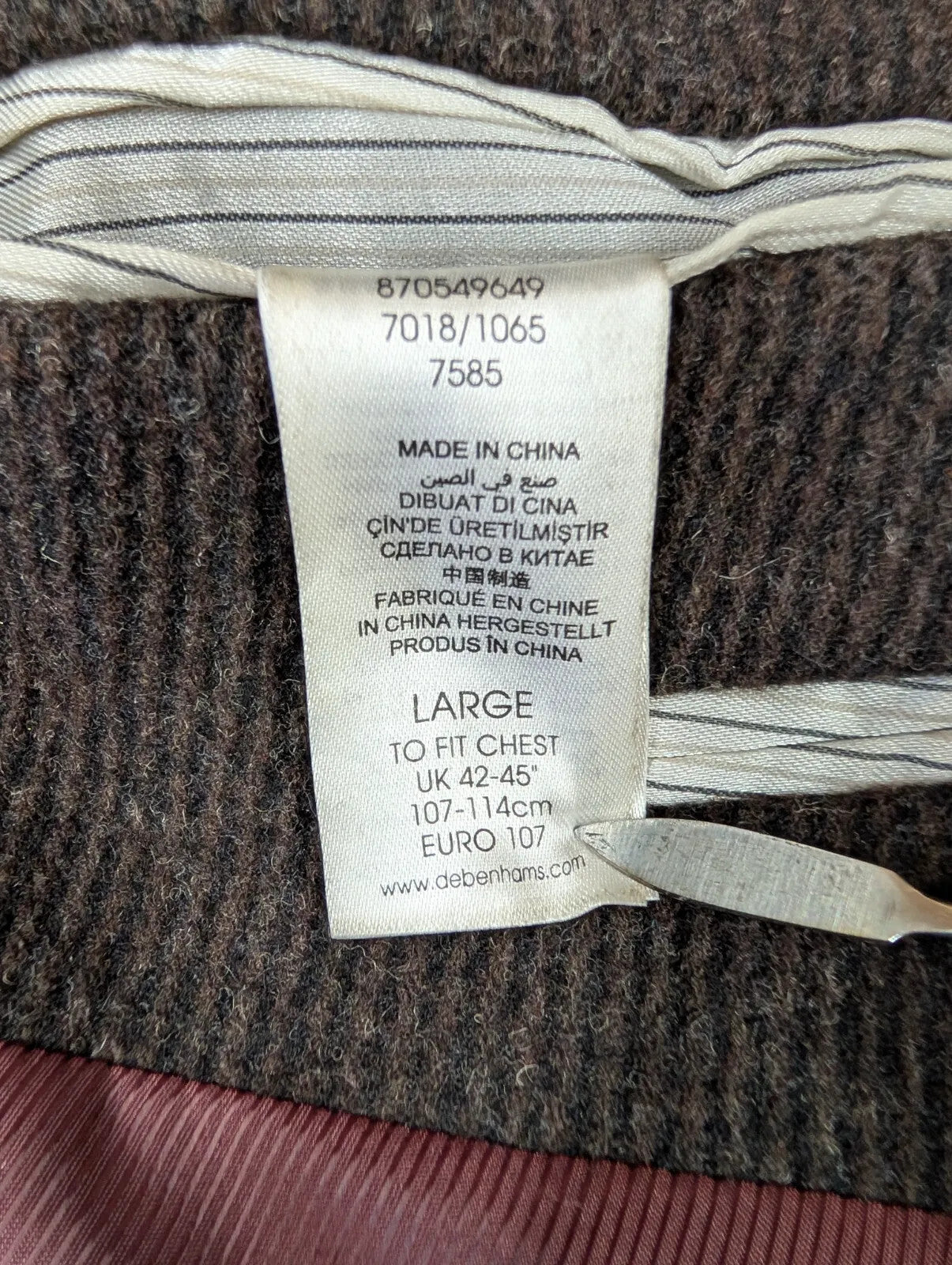 Rocha John Rocha Tweed Coat Men Large Brown Wool Blend Herringbone Long Jacket
