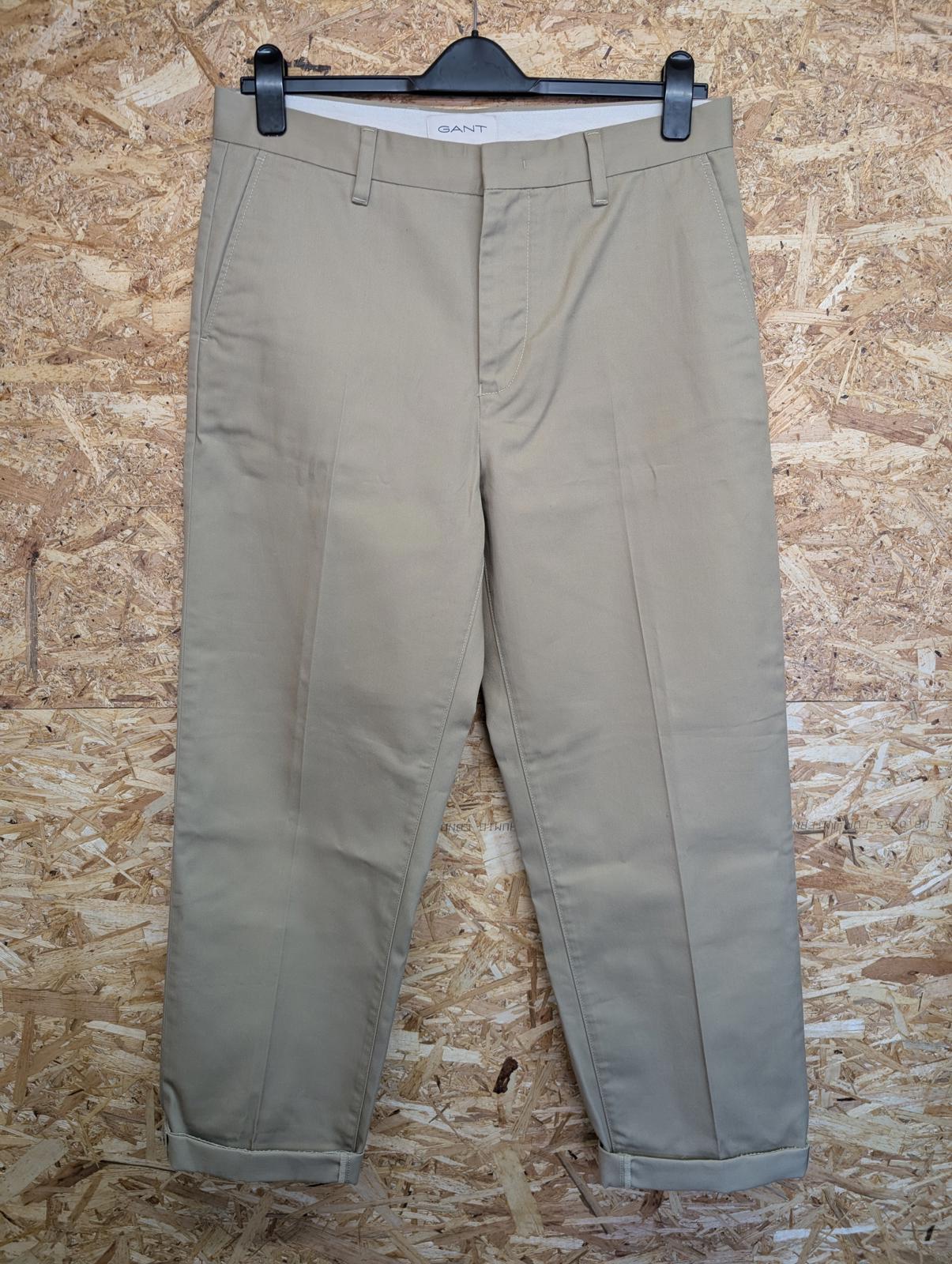Gant W33 L31 Beige Chino Trousers Relaxed Tapered Fit Zip Fly