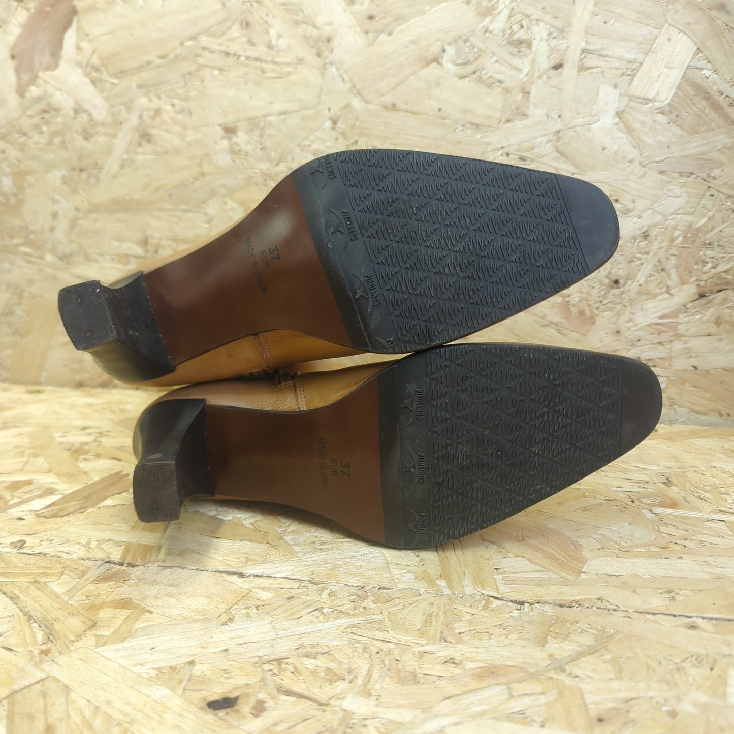 Pikolinos Tan Brown Leather Ankle High Boots Spain Zip Side UK Size 4 Eu 37