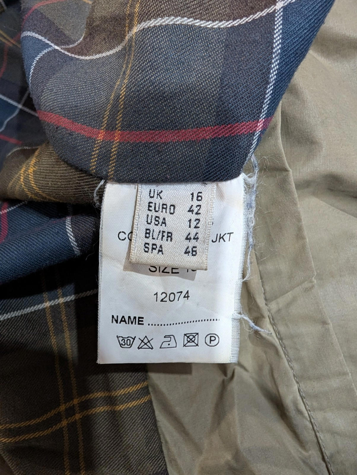 Barbour Beige Coldstream Jacket Size 16 Women Waterproof Tartan Lined Hooded
