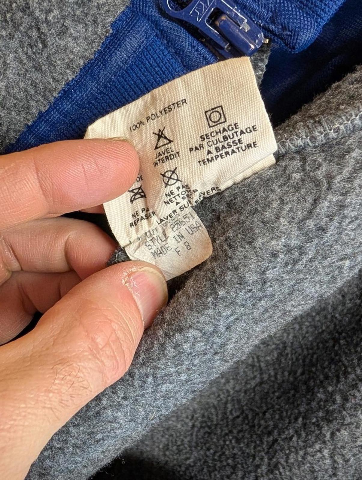 Patagonia Large Fleece Joggers Synchilla Zip Side Grey Navy Blue Vintage 90s USA