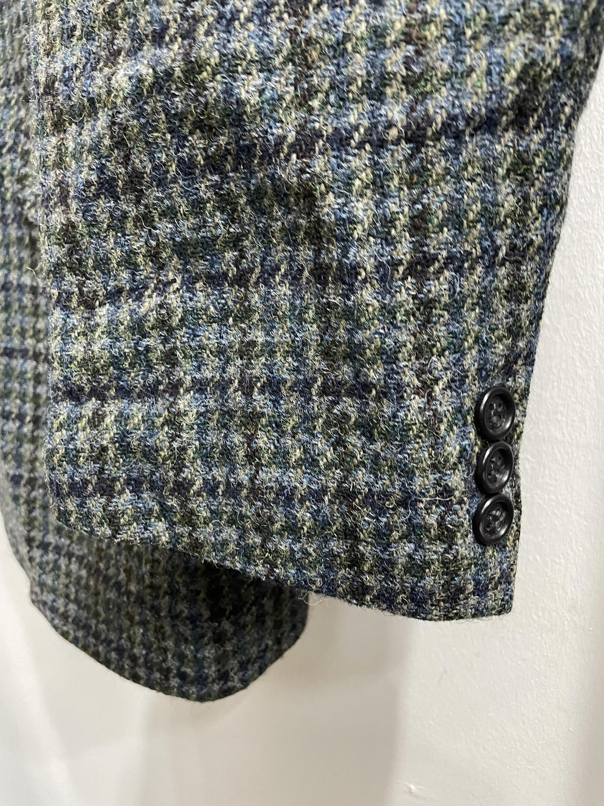 Harris Tweed Vintage Blazer 100% Pure New Wool Jacket Blue Houndstooth Large