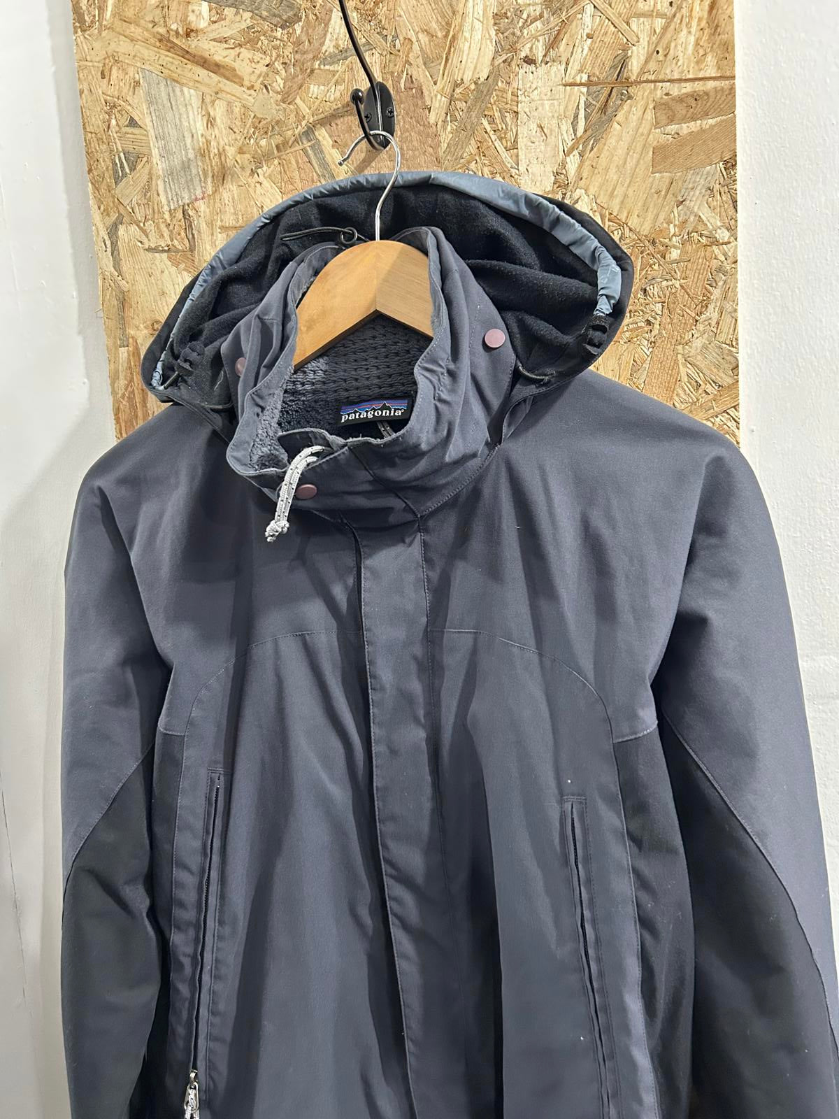 Vintage Patagonia Stretch Boundary Jacket Mens Size Small Grey Blue Fleece Parka