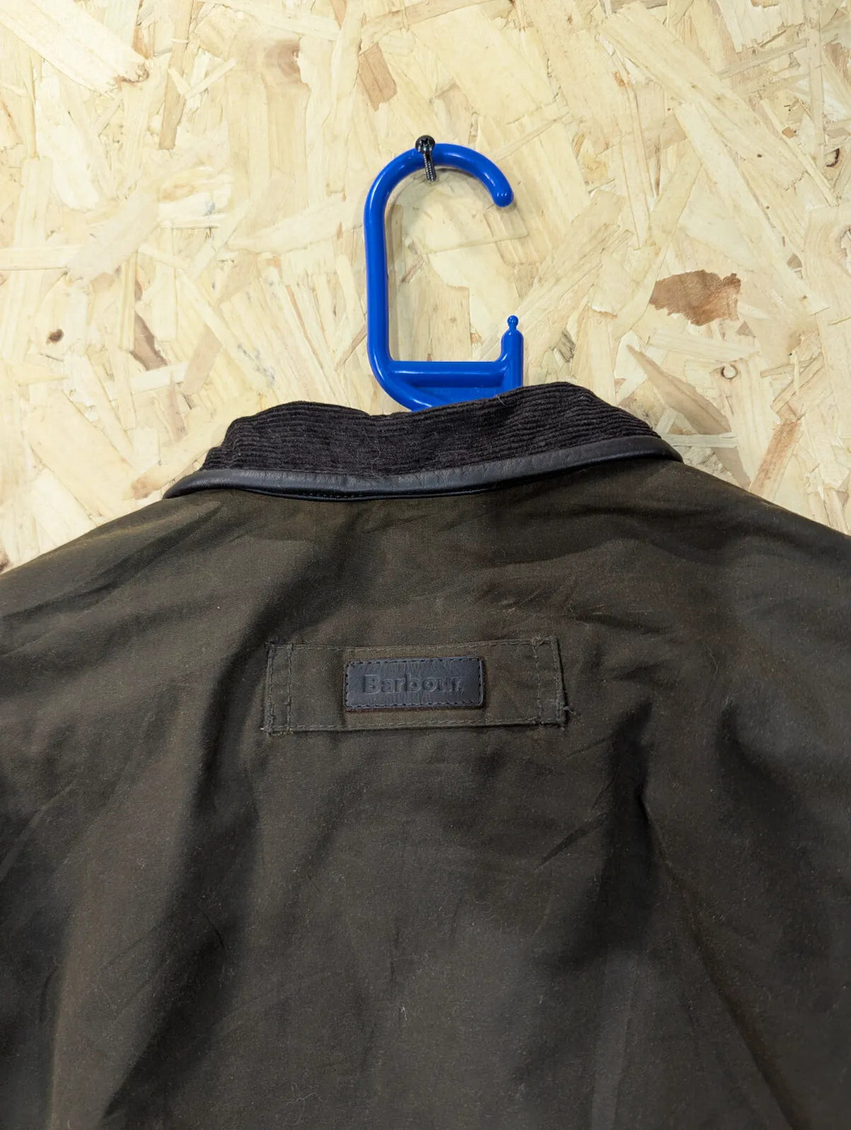 Barbour Prestbury Wax Jacket Mens Medium Khaki Green Brown Padded Cord Collar
