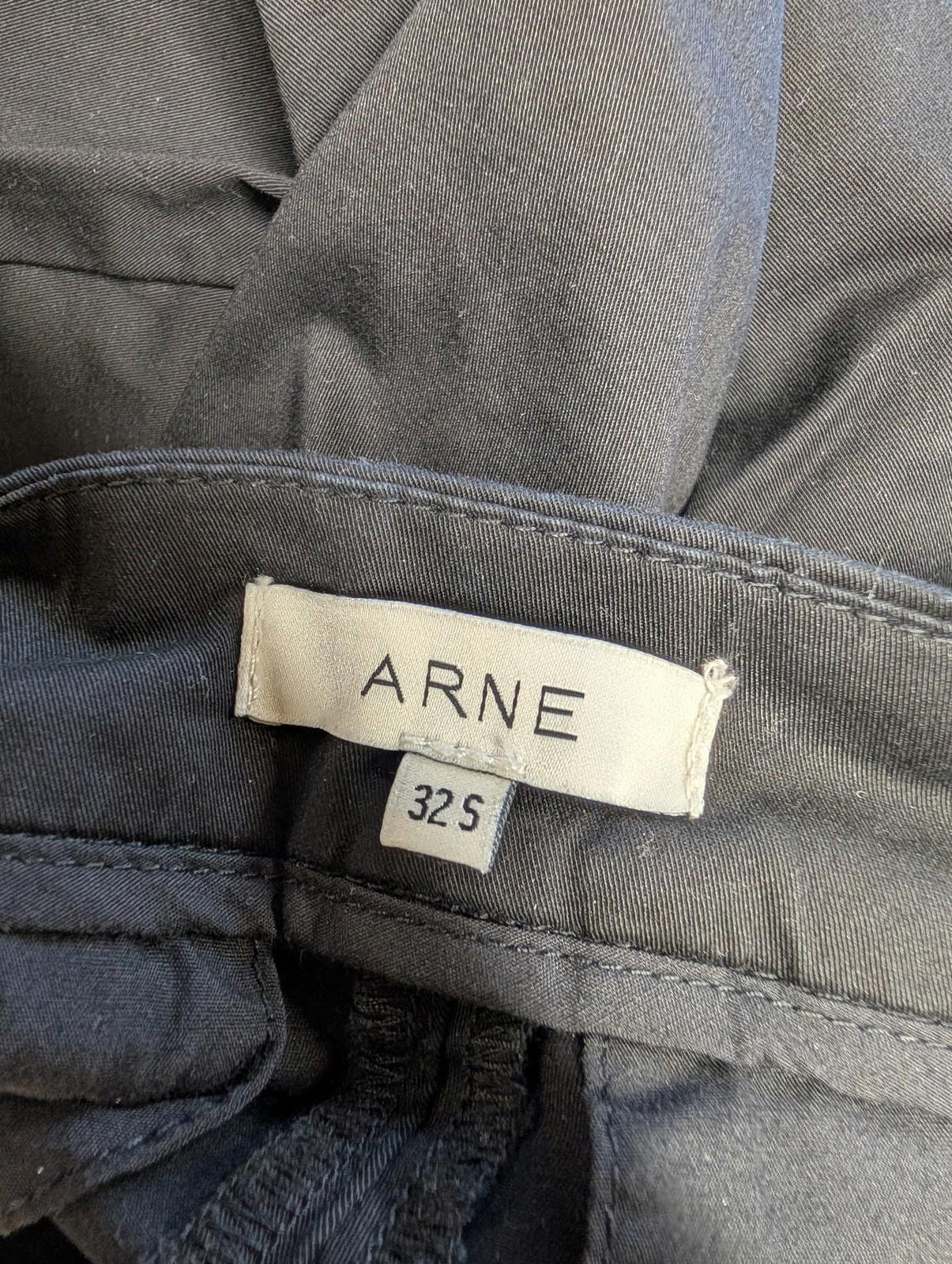 Arne Trousers Mens W32 L28 Slim Fit Black Cotton Blend Casual Pants Chino Buckle