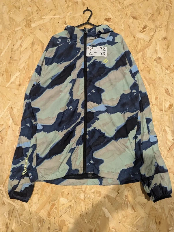 Superdry Windbreaker Mens Medium Green Navy Beige Camouflage Lightweight Parka