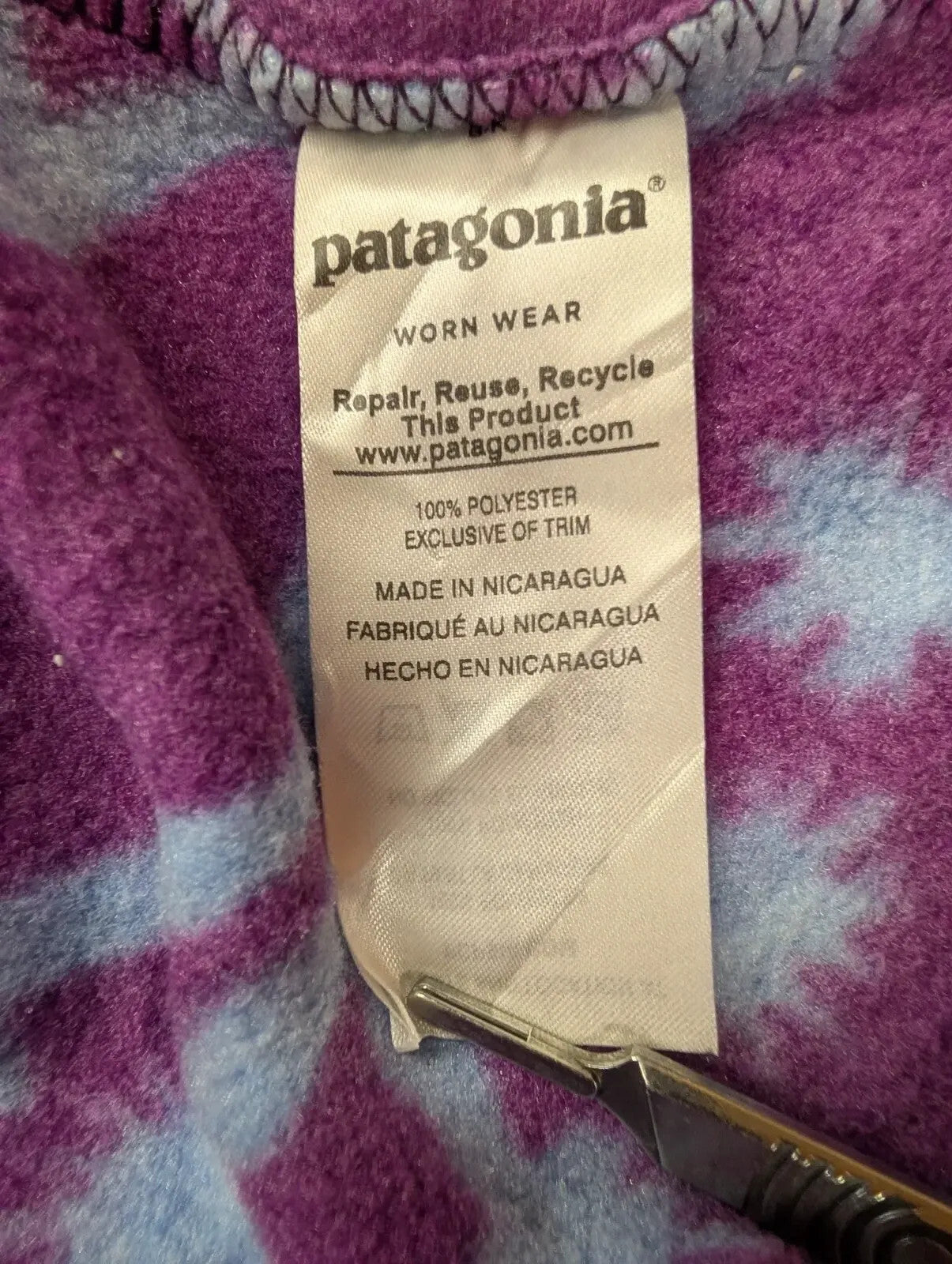 Patagonia Synchilla Fleece Large Pullover Purple Blue Snap-T Joshua Tree Pattern