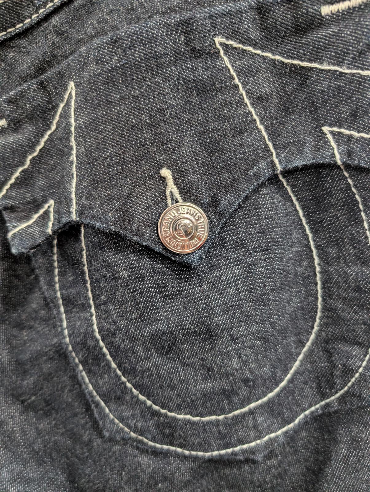 True Religion Ricky Jeans W38 L28 Made In USA Indigo Navy Blue Vintage 90s