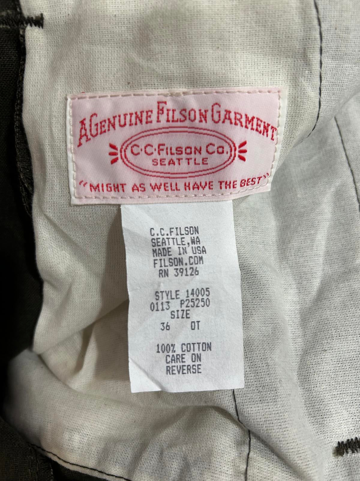 Filson W36 L31 Style 14005 Oil Finish Single Tin Pants Trousers Made In USA