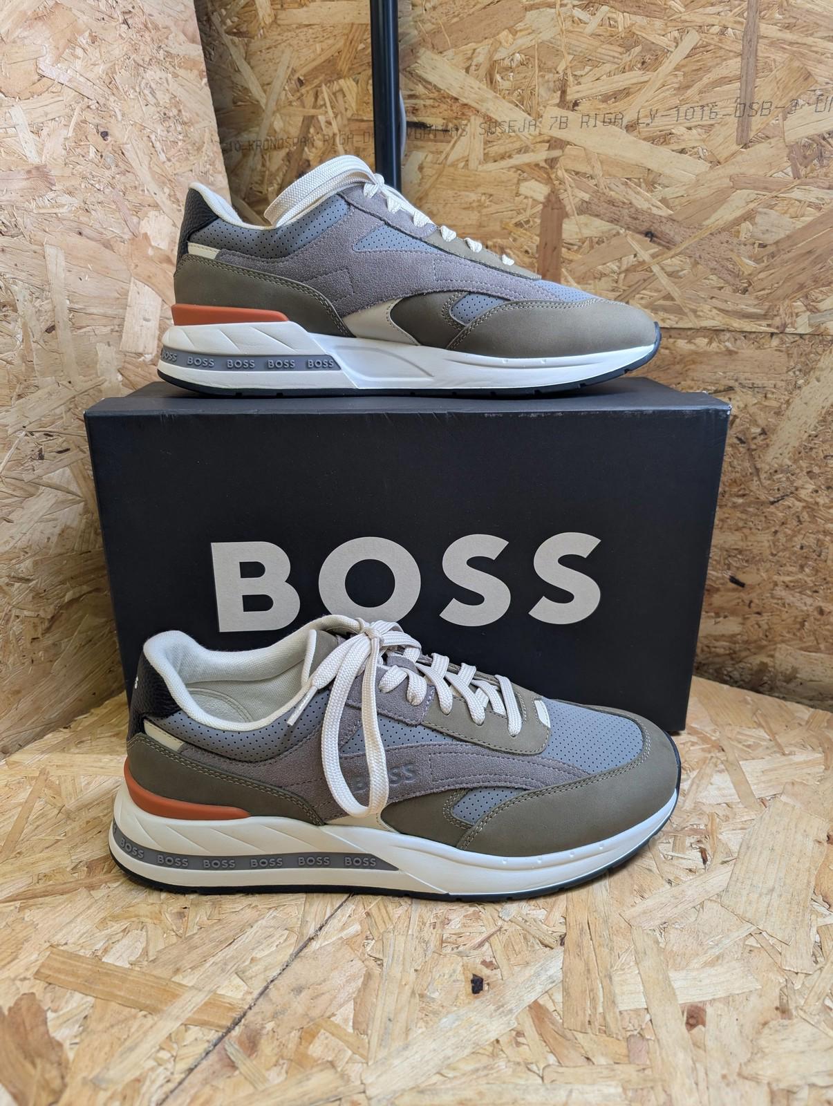 Boss Kurt Runn Mens Trainers UK 8 EU 42 Light Pastel Green Lace Up Box Worn Once