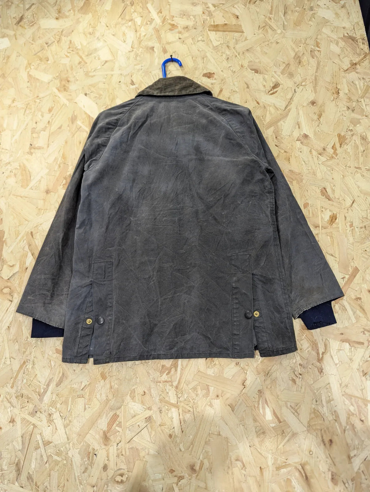 Vintage Barbour Bedale Wax Jacket Men XS C34 Navy Blue Cotton Tartan 80s England