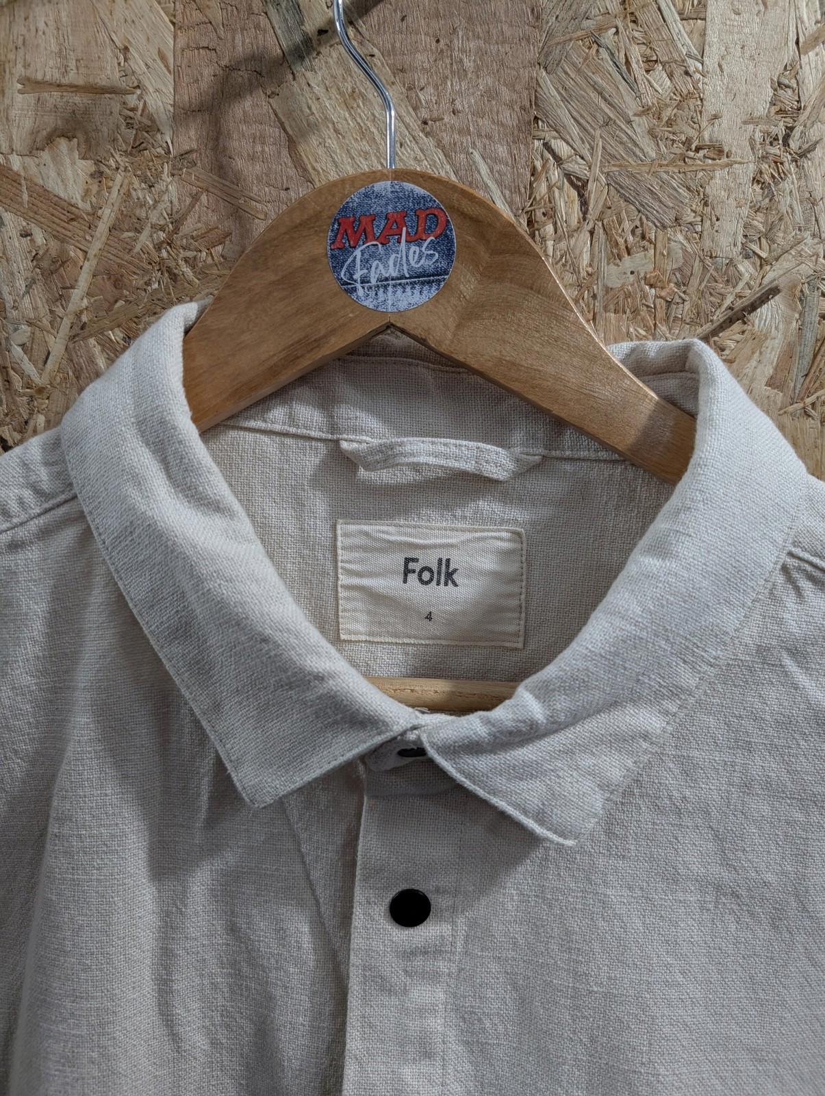 Folk Chore Jacket Mens Size 4 Large Classic Cotton Casual Ivory Cream White