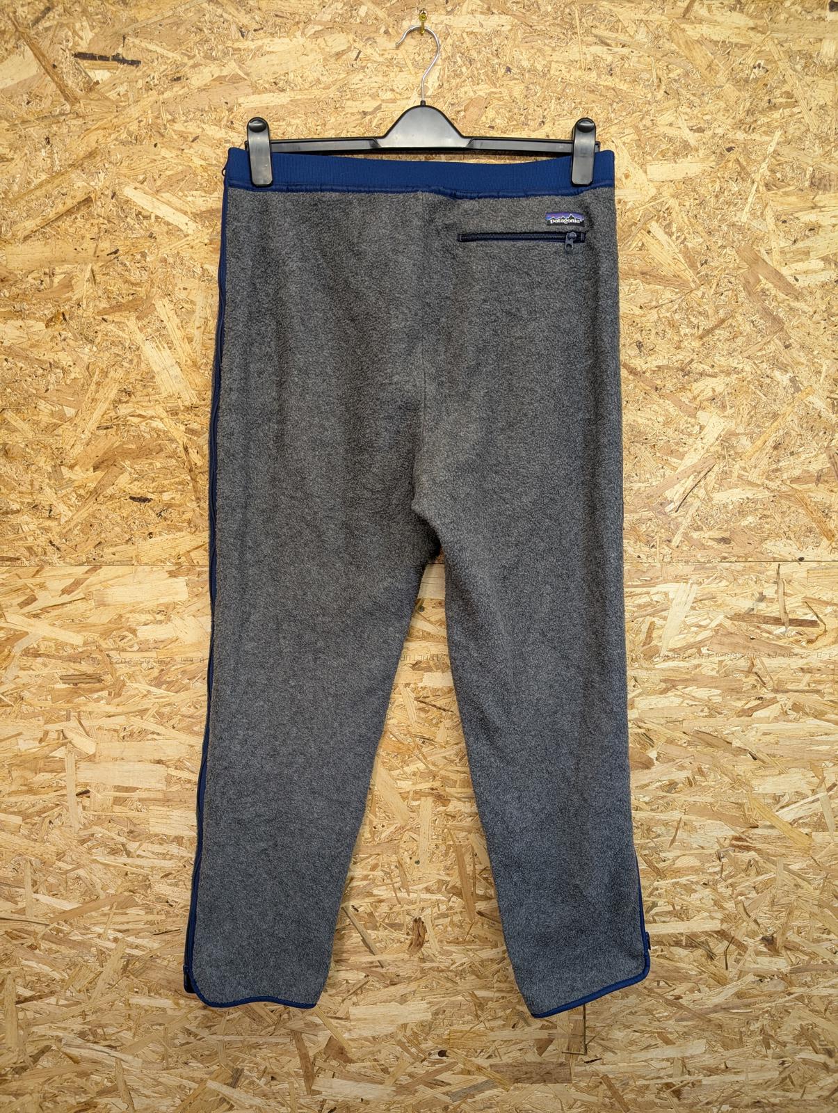 Patagonia Large Fleece Joggers Synchilla Zip Side Grey Navy Blue Vintage 90s USA