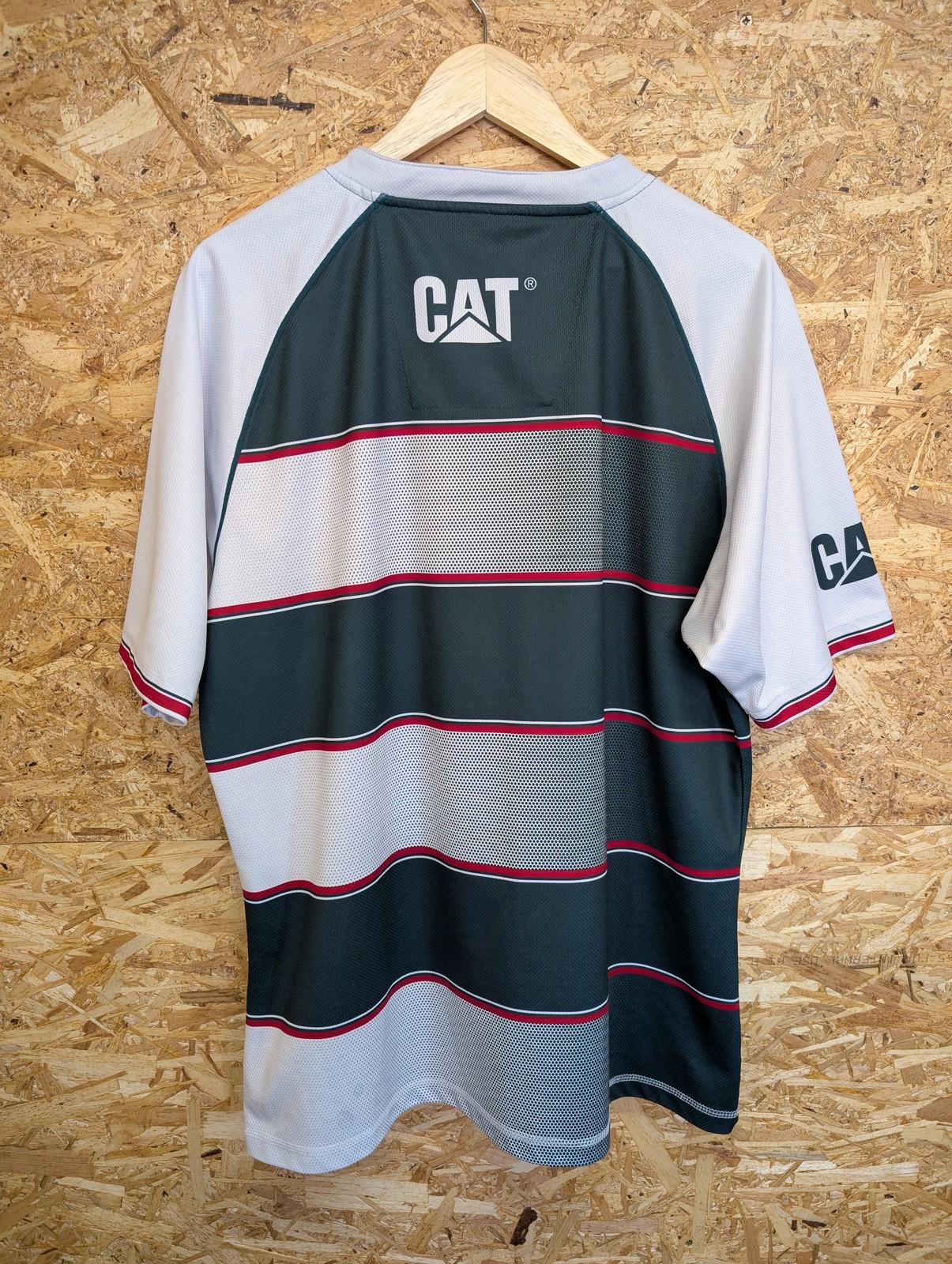 Leicester Tigers Mens XL 2015 Rugby Shirt Kooga Striped Sport Green Red White