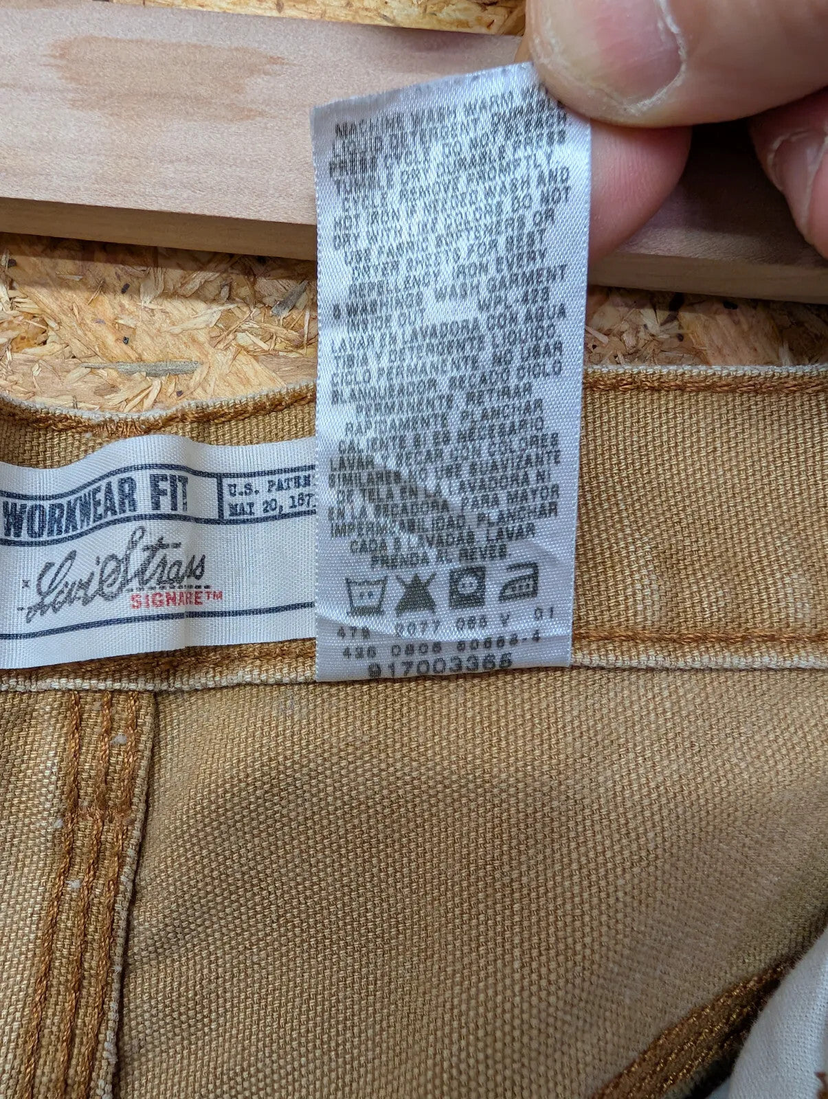 Levis Workwear Carpenter Trousers Mens W34 L32 Tan Canvas Signature Cargo 90s