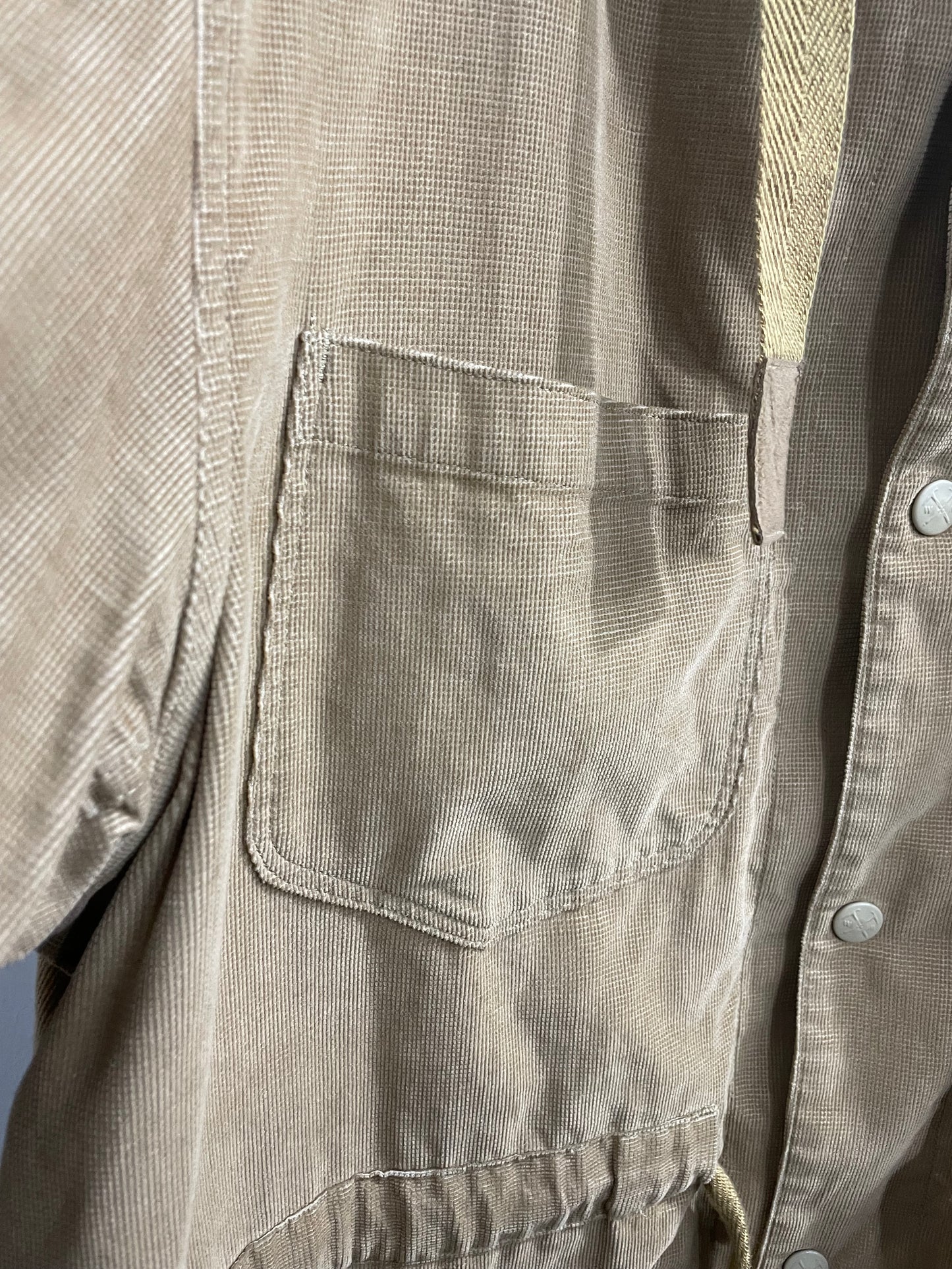 White Mountaineering Parka Corduroy Cotton Beige Hooded Anorak Jacket Mens XL