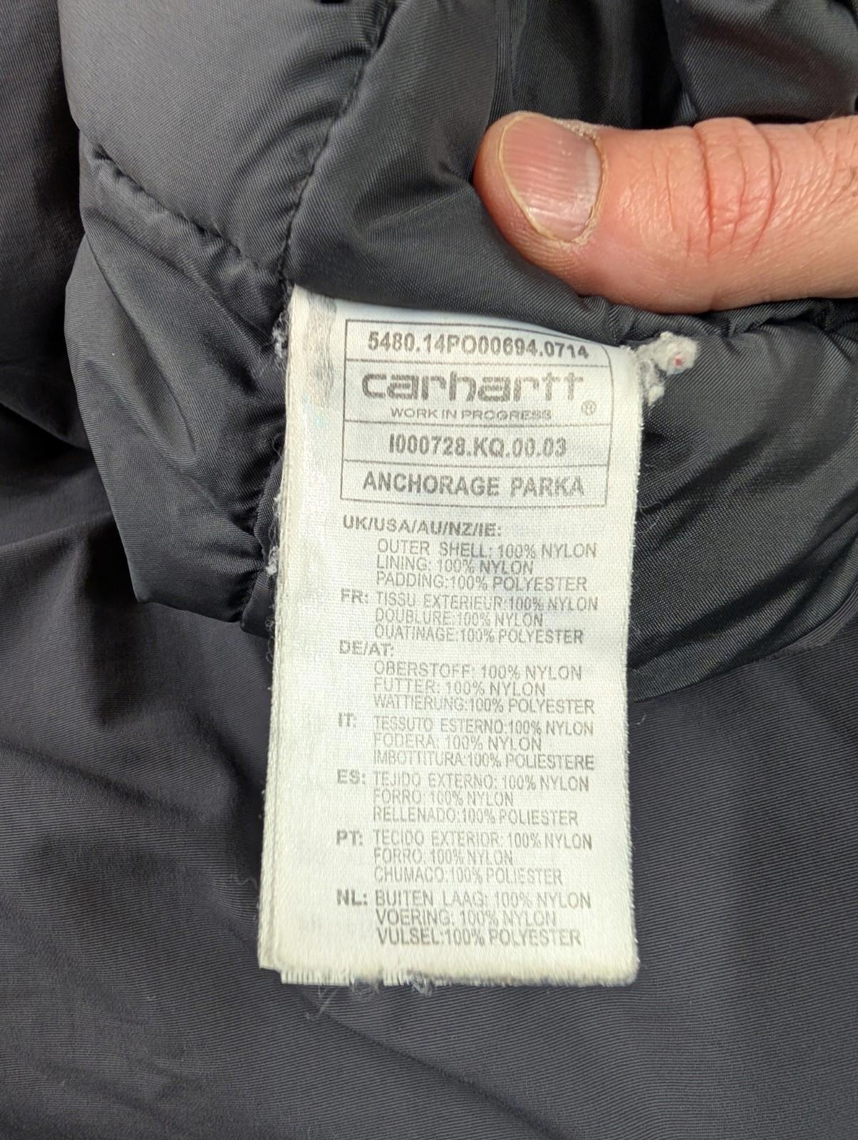 Carhartt WIP Anchorage Parka Coat Medium Men Hooded Warm Winter Charcoal Black