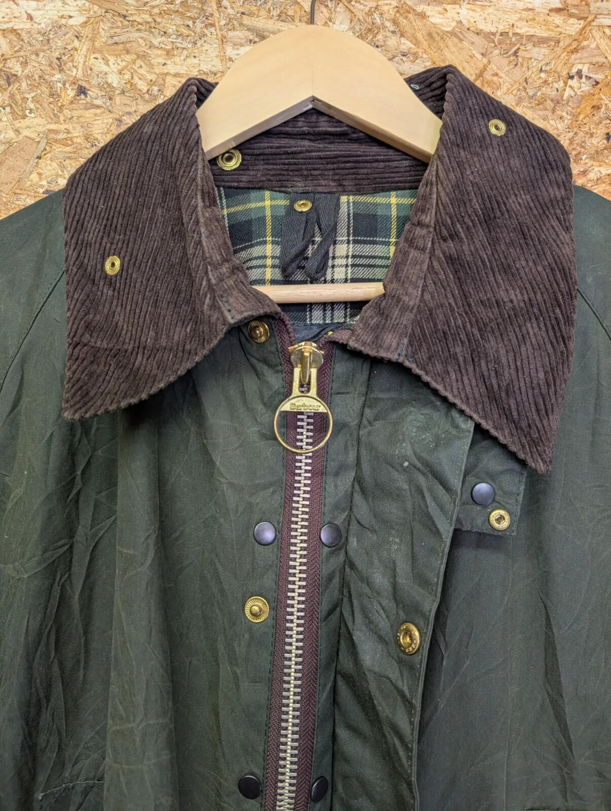 Vintage Barbour Bedale Wax Cotton Jacket Mens XL C44 Green A100 90s England Made