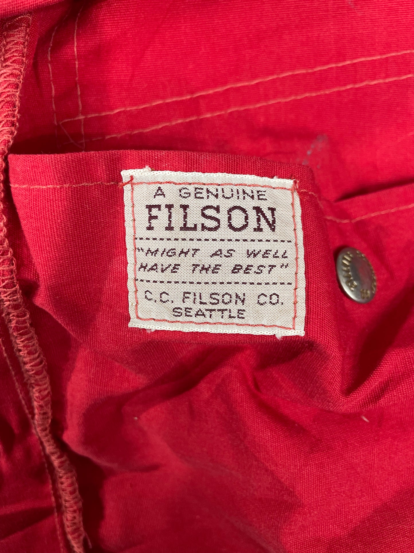 Filson Red Cotton Dry Tin Vest Made USA Lot 10 Cloth Gilet Body Warmer 42 Large