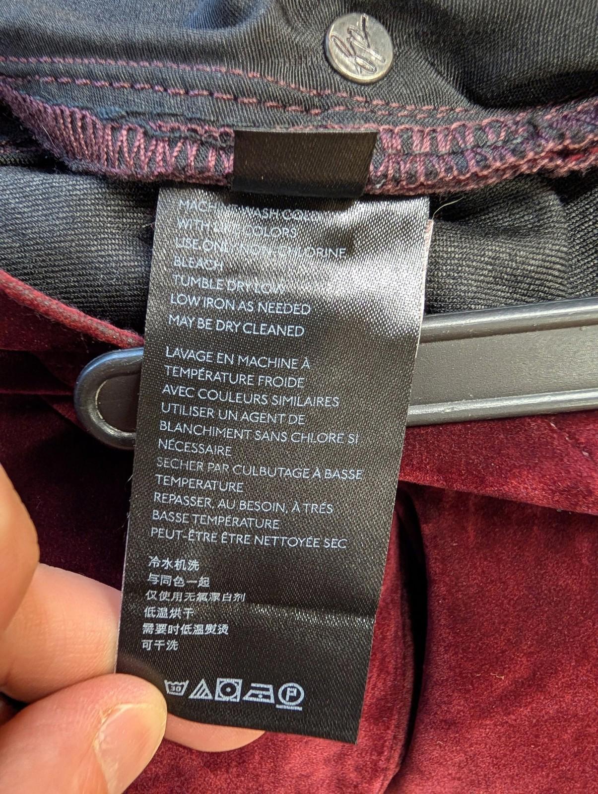 We The Free People Womens Trousers W30 L28 Size Corduroy Velvet Burgundy Red