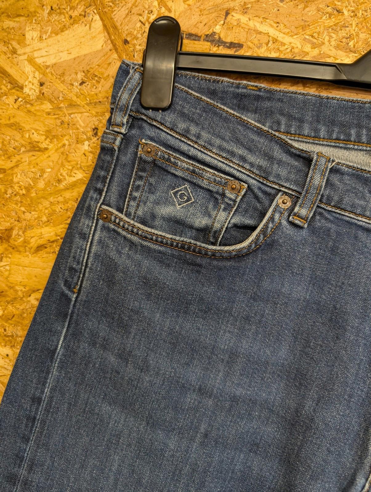 GANT Regular Fit Jeans W34 L30 Men Mid Blue Denim Stretch Zip Fly Regular Fit
