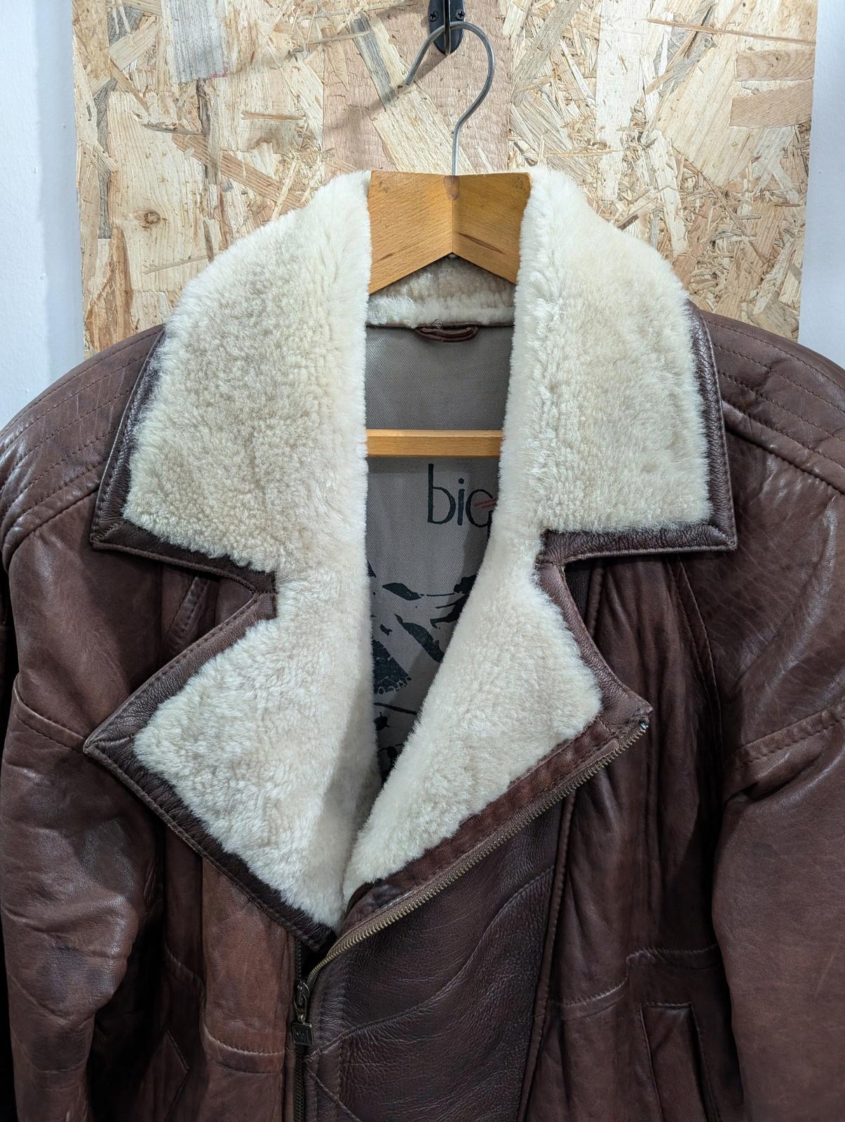 BIG-L Leather Bomber Jacket Mens 2XL Vintage Shearling Lined Brown Flight Aviators Coat