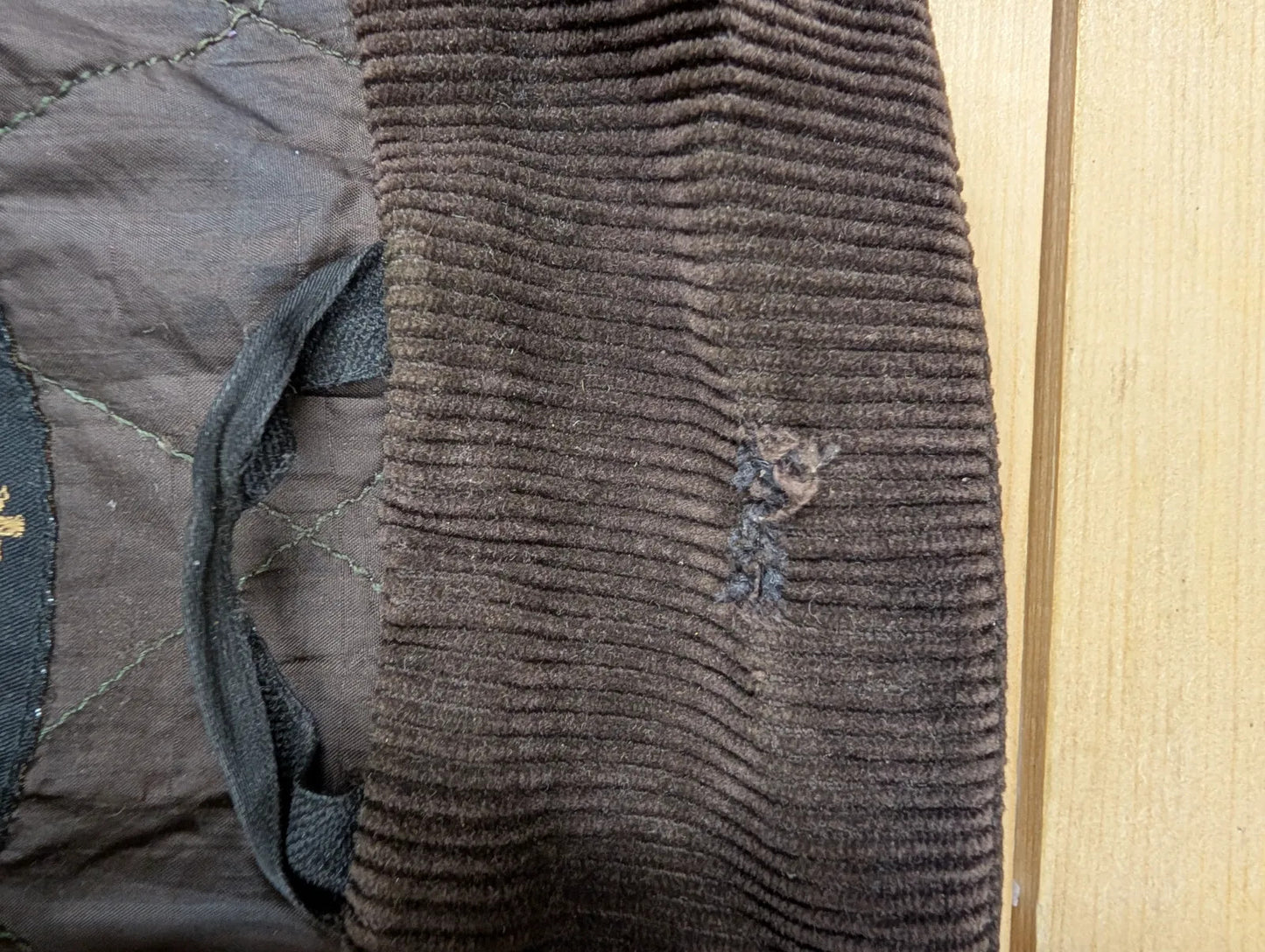 Barbour Cameron Coat Womens UK10 Brown Waxed Cotton Quilted Belted Full Zip