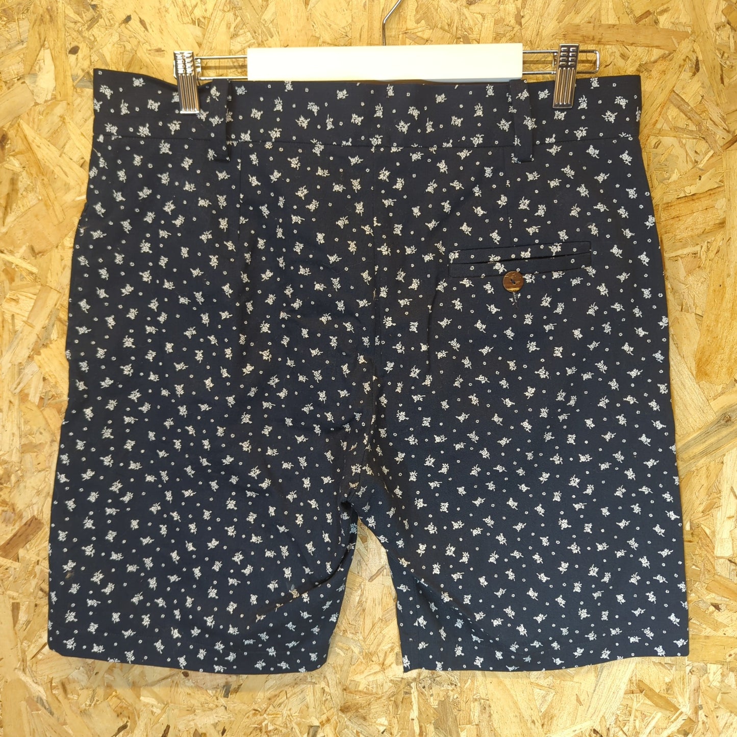 Dodd Navy Blue Floral Chino Pocket Shorts Cotton Baggies Canvas Mens Medium W34