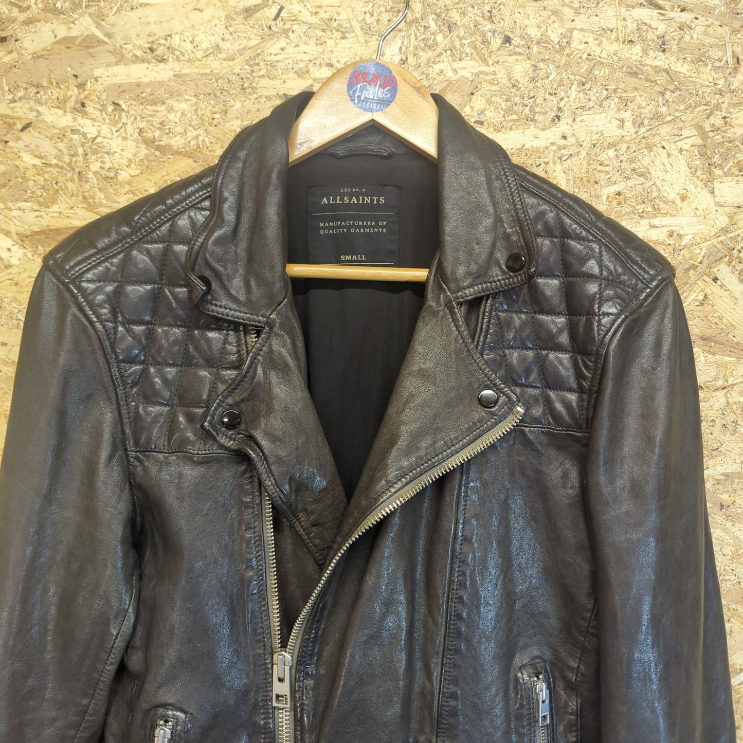 All Saints Conroy Genuine Black Leather Biker Jacket Motorbike Size Small