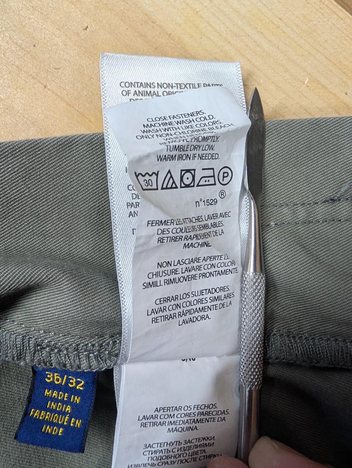 Ralph Lauren Chino Pants Men W36 L32 Grey Khaki Stretch Slim Fit Five Pocket Zip