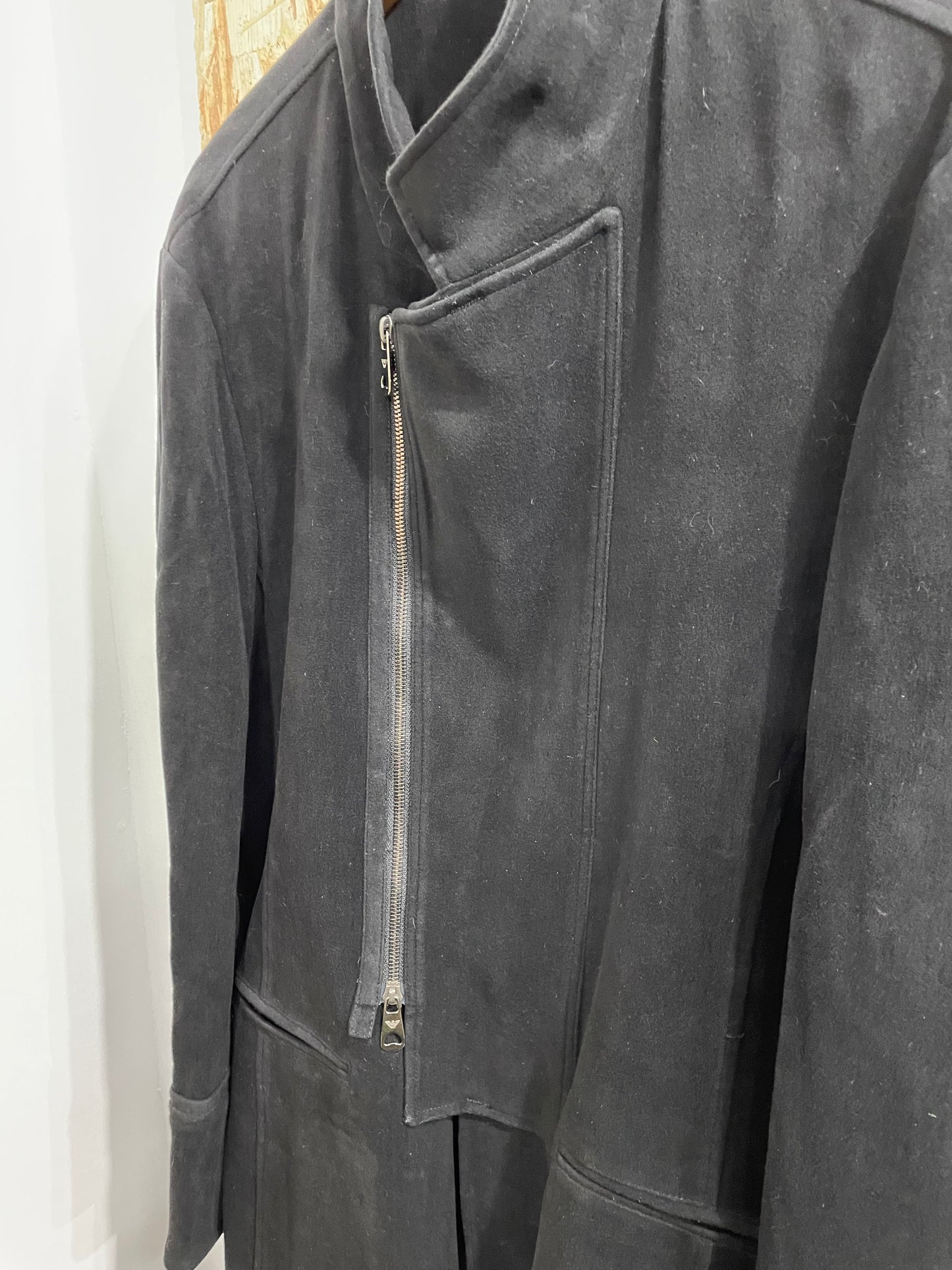 Emporio Armani Black Asymmetric Zip Front Mod Shacket Viscose Mens Large