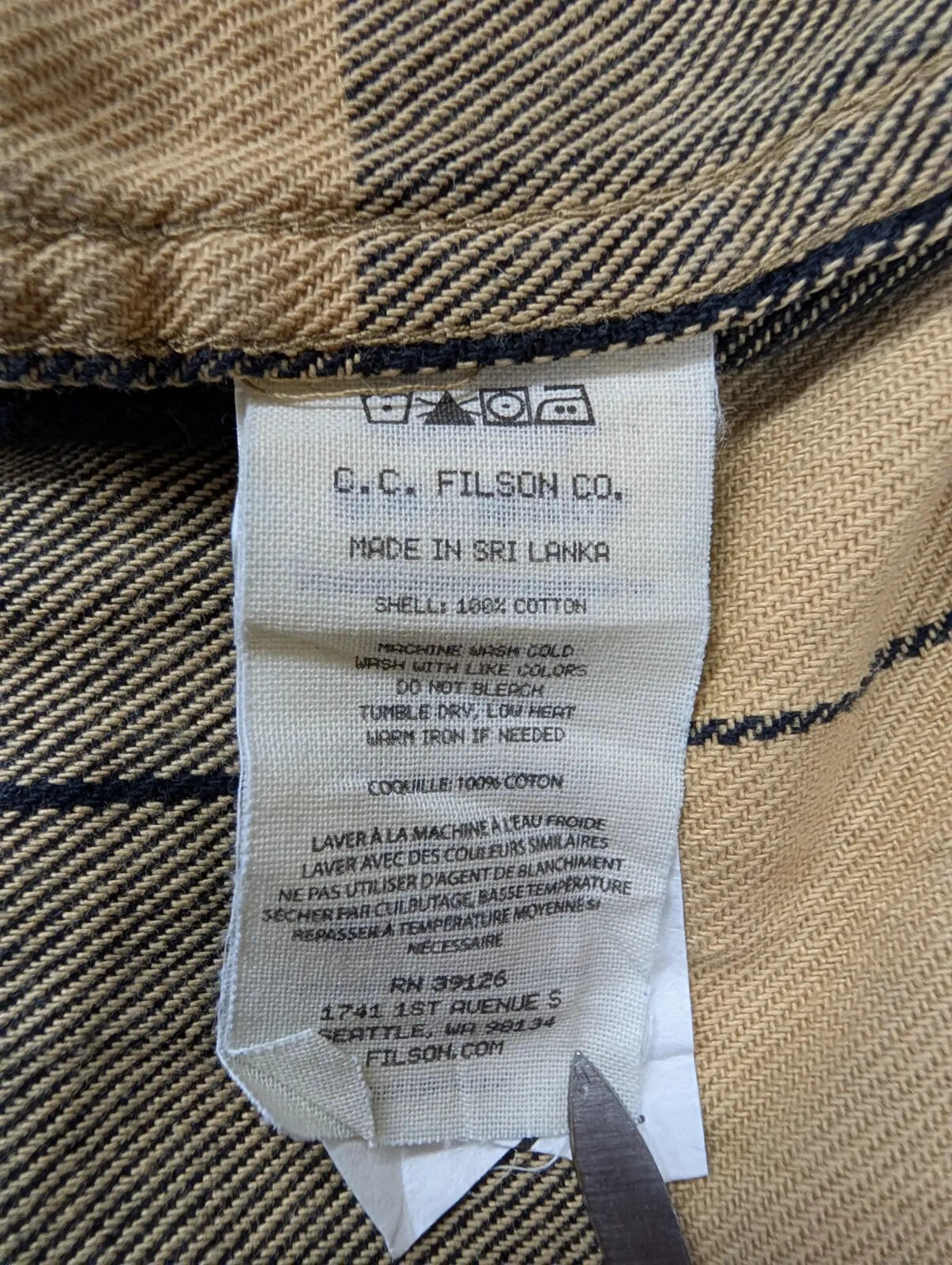 Filson Alaskan Guide Shirt Mens XXXL Beige Black Cotton Plaid Workwear Button