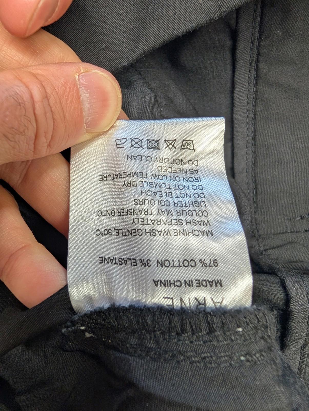 Arne Trousers Mens W32 L28 Slim Fit Black Cotton Blend Casual Pants Chino Buckle