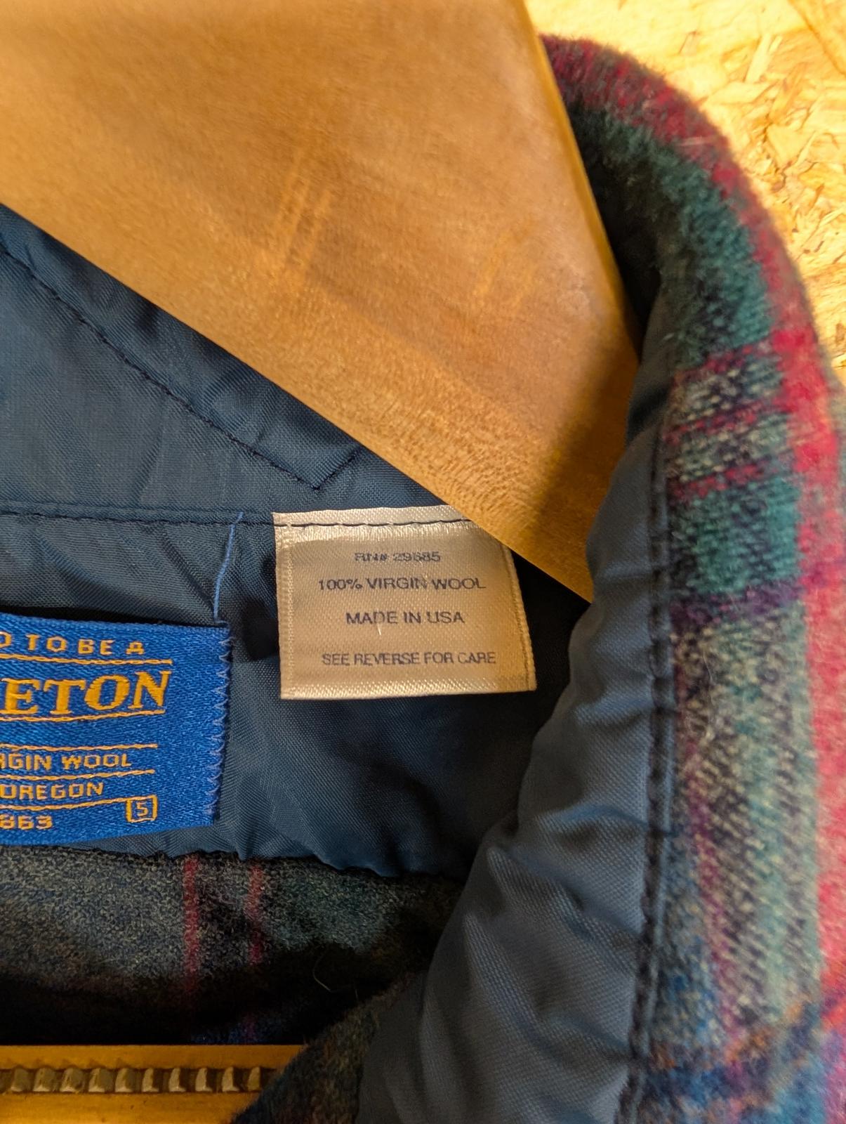 Pendleton Guide Shirt Mens Small Blue Burgundy Check Plaid Wool Made In USA