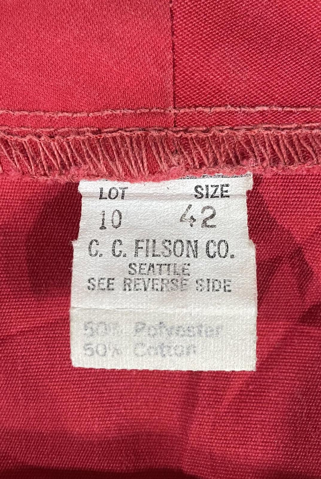Filson Red Cotton Dry Tin Vest Made USA Lot 10 Cloth Gilet Body Warmer 42 Large