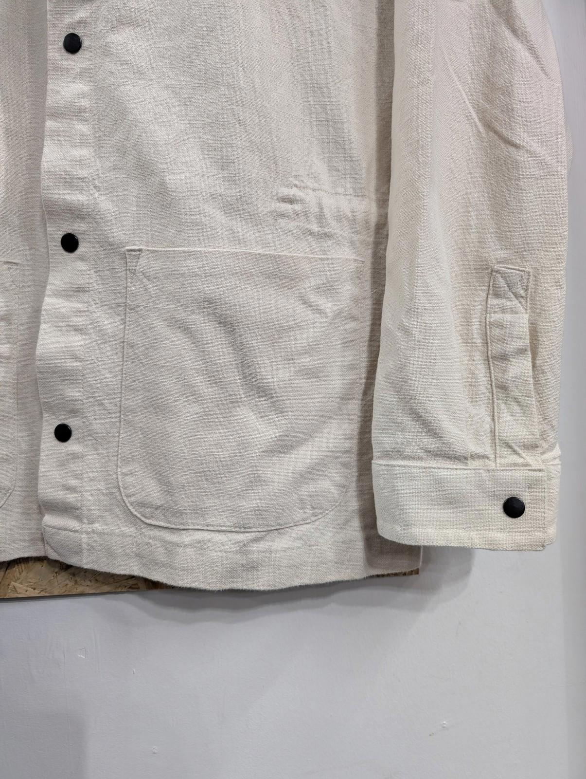 Folk Chore Jacket Mens Size 4 Large Classic Cotton Casual Ivory Cream White