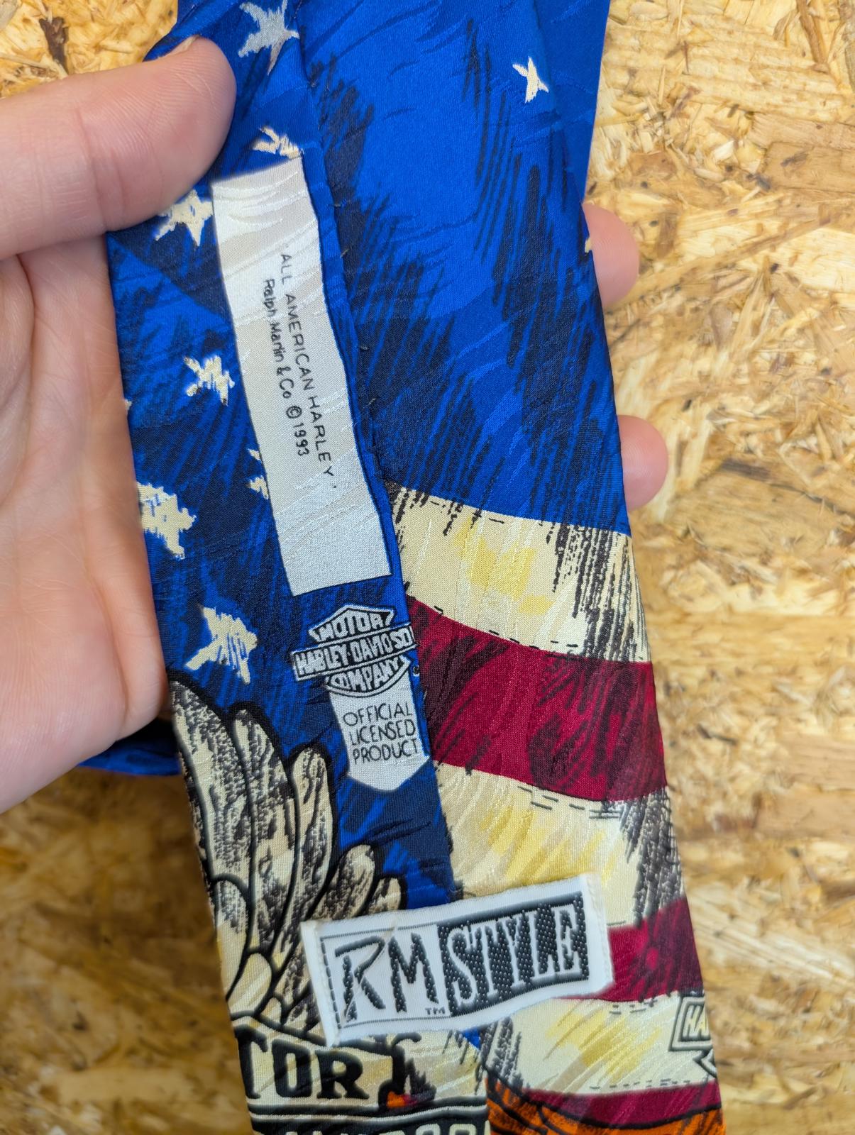 Harley Davidson Tie Ralph Marlin Motorcycles Vintage Eagle Made In USA 58" 152CM