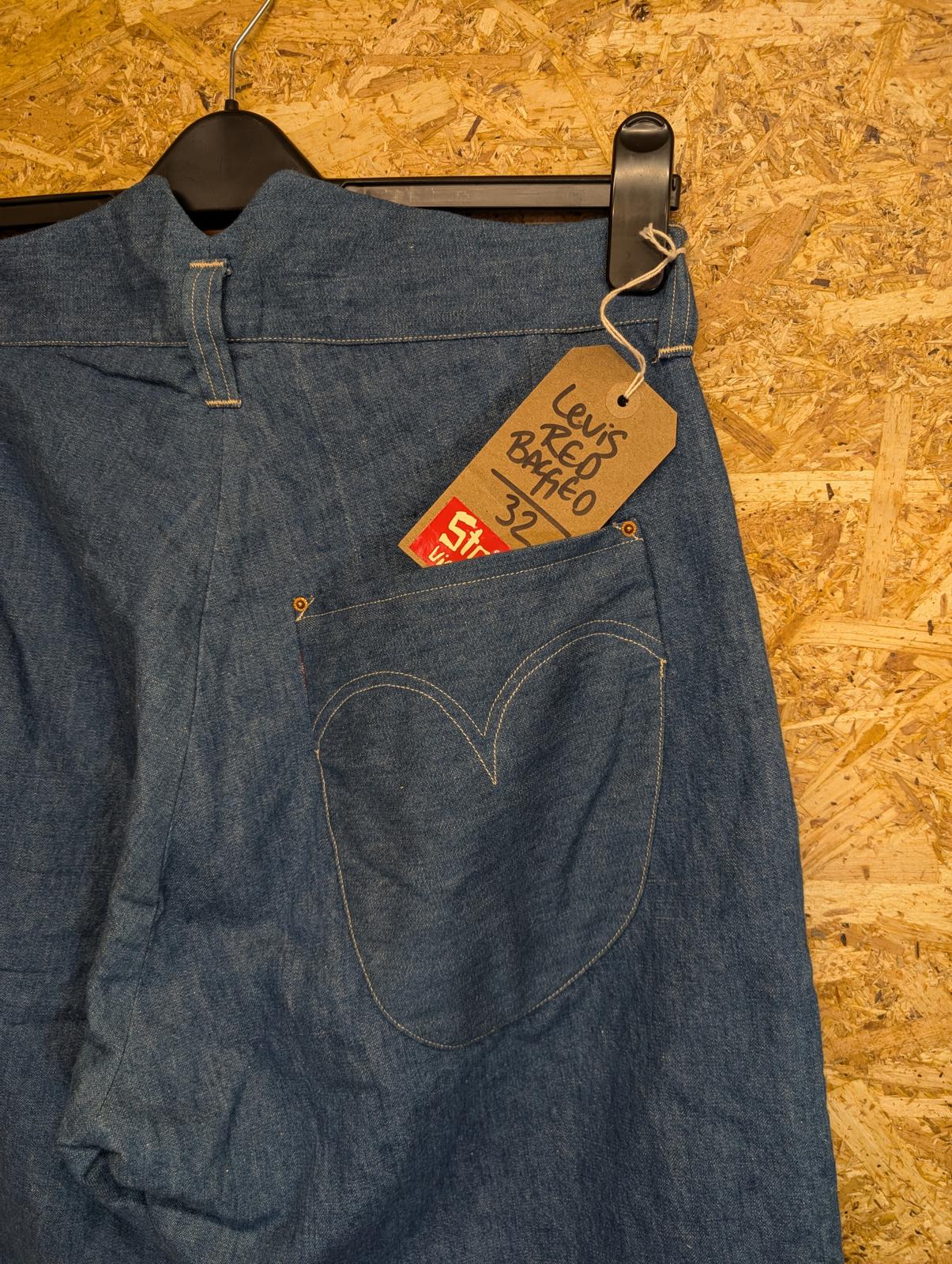 Levis RED Bagged Jeans W32 Redline Selvedge Silk Lined Hemp Baggy Japanese