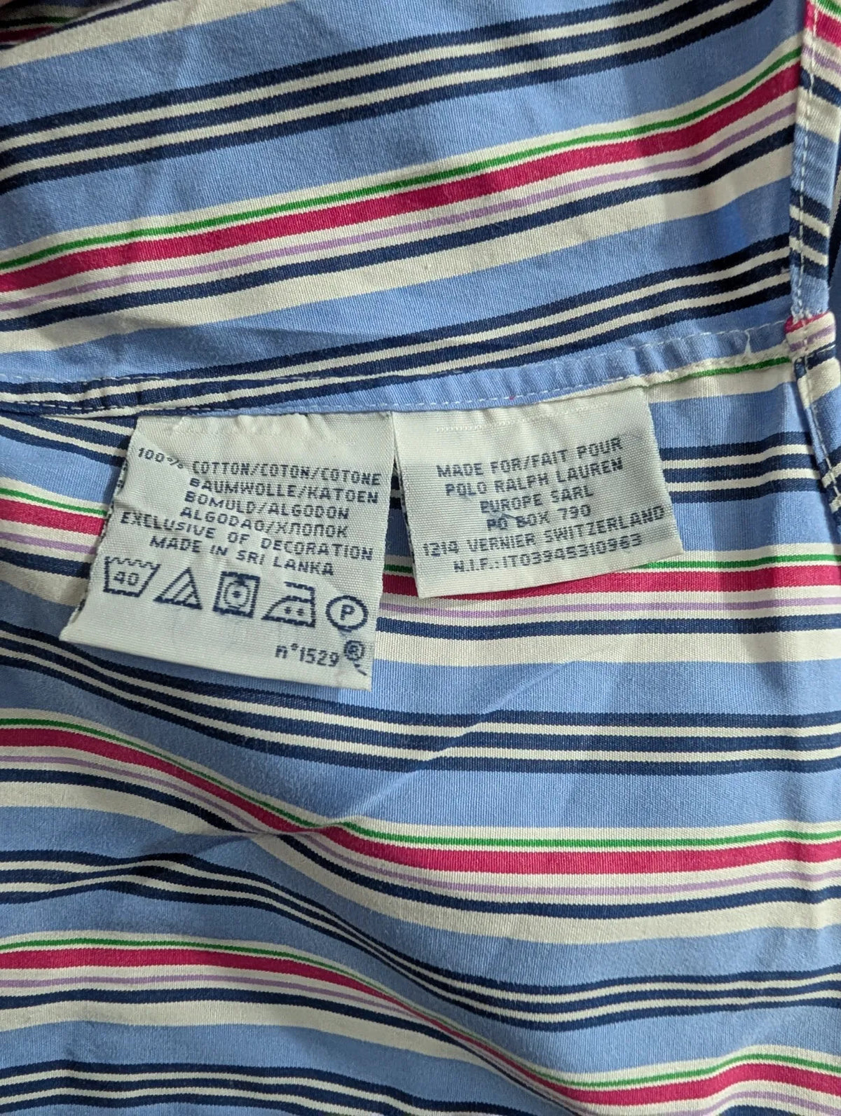 Polo Ralph Lauren Button Up Shirt Men Large Light Blue Cotton Striped Custom Fit