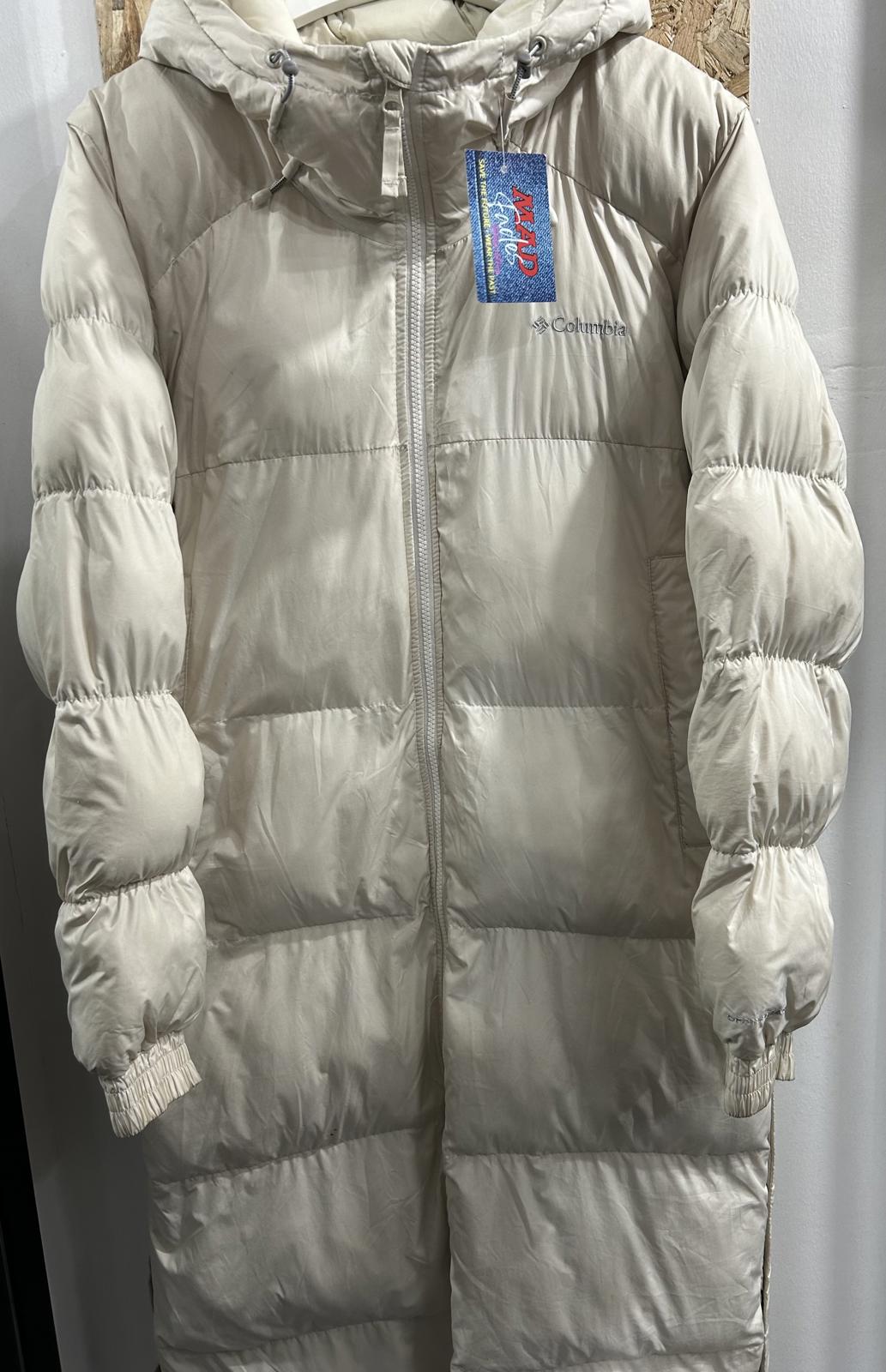 Columbia Omni Womens Large White Cream Puffa Jacket Full Length Padded Coat