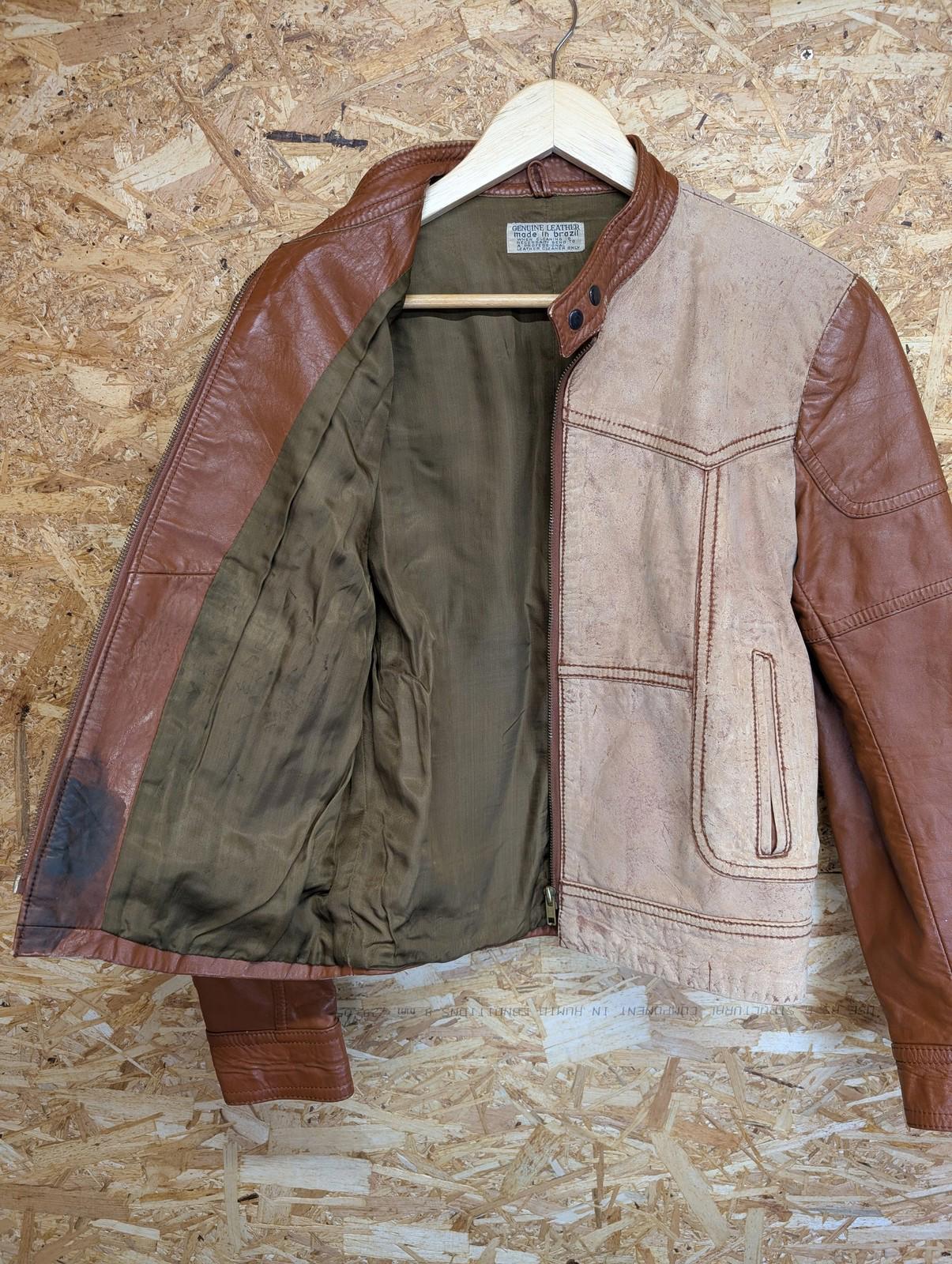 Genuine Leather Jacket Size 10 Medium Women Vintage 80s Biker Cafe Racer Brown