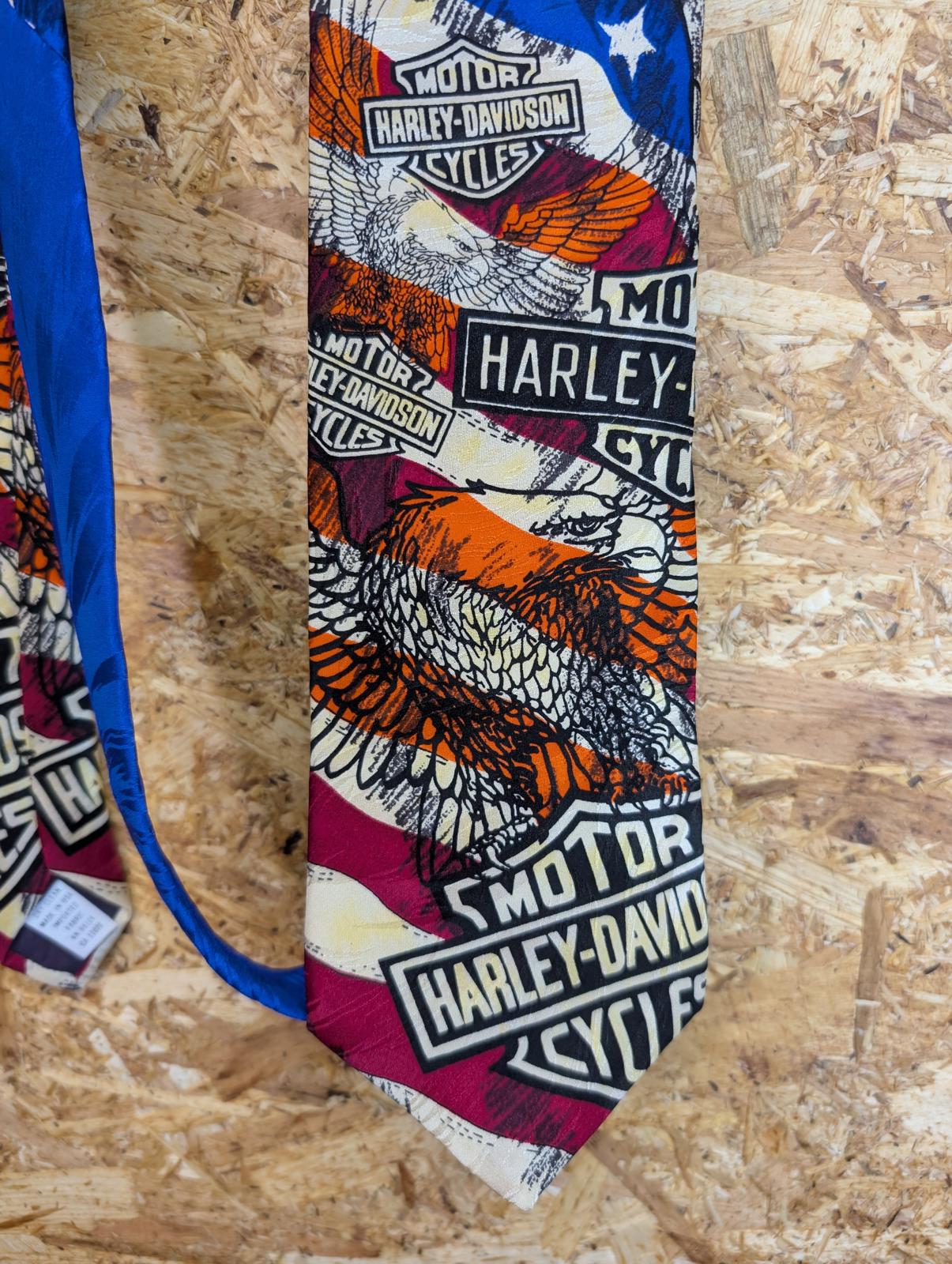 Harley Davidson Tie Ralph Marlin Motorcycles Vintage Eagle Made In USA 58" 152CM