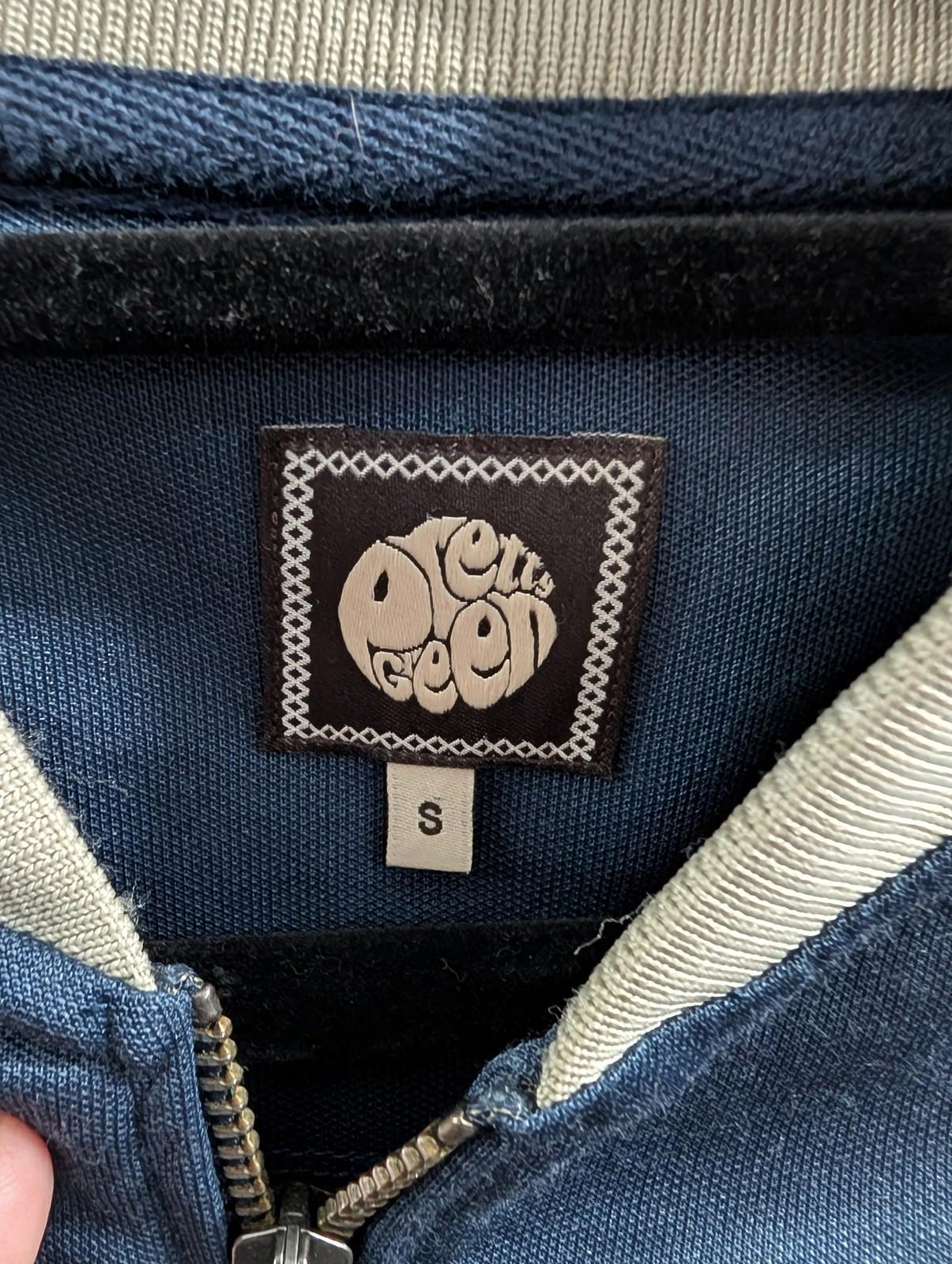 Pretty Green Men's Track Jacket Size Small Retro Zip Navy Beige Pockets